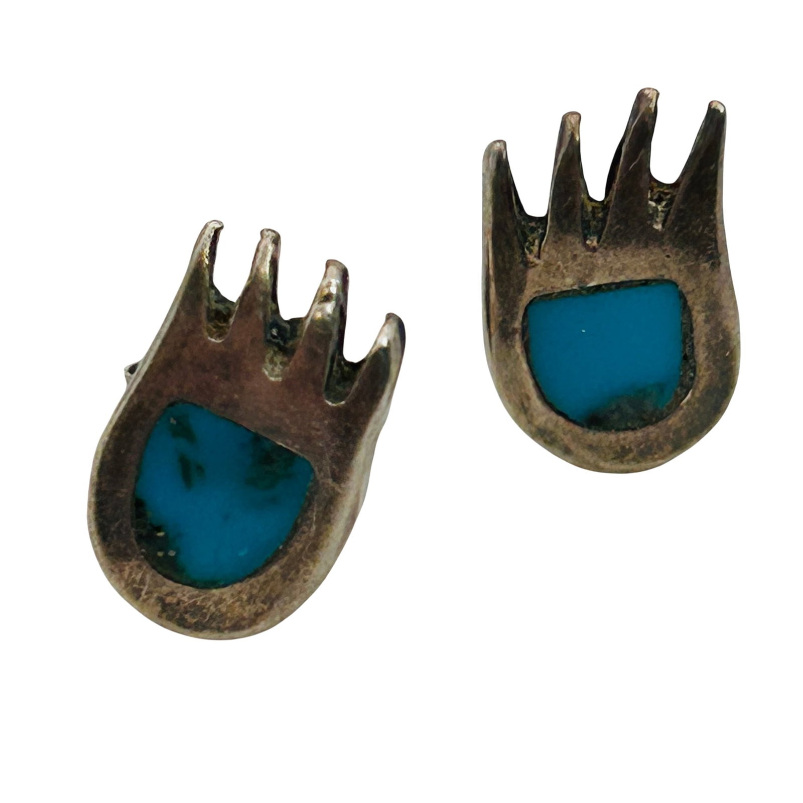 Vintage Native Sterling Bear Claw Earrings (1 of 7)