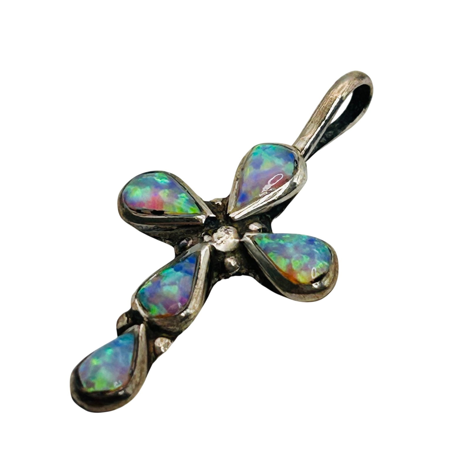 Navajo Sterling Opal Cross Pendant (1 of 5)