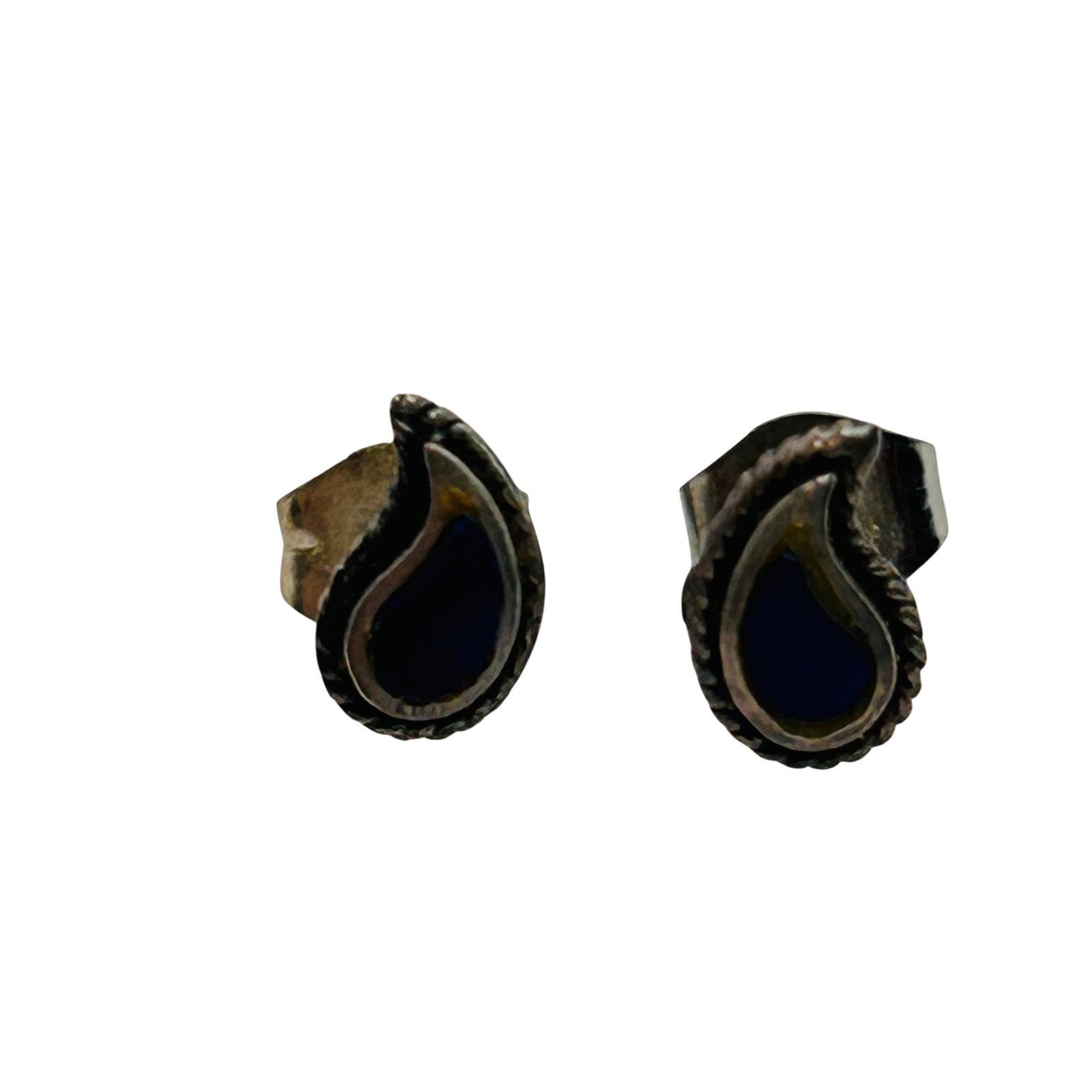 Native Sterling Lapis Lazuli Earrings: Native sterling lapis lazuli earrings .7g
