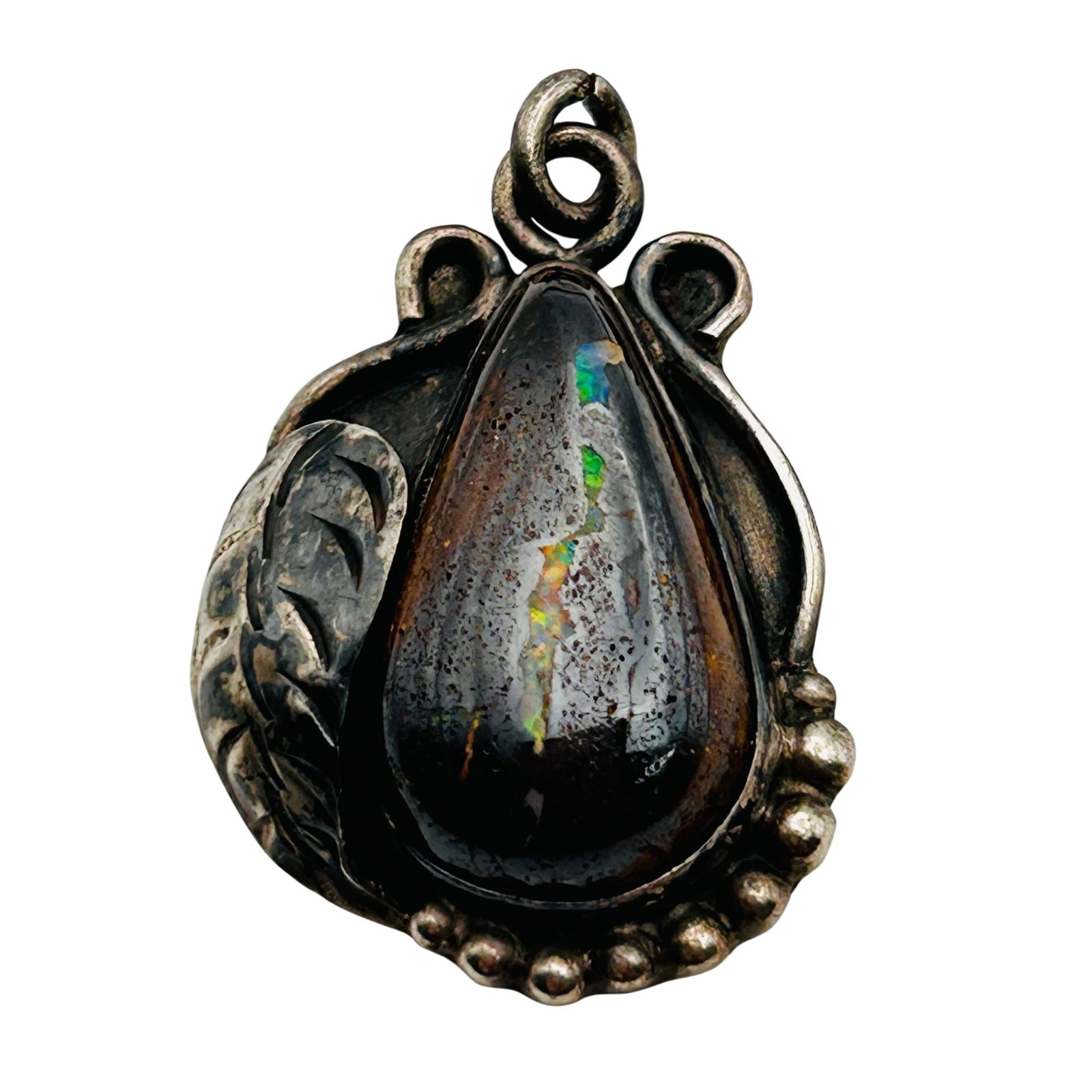 Signed Navajo Sterling Pendant: Signed Navajo sterling pendant 7.7g — Hand signed by artist unknown stone
