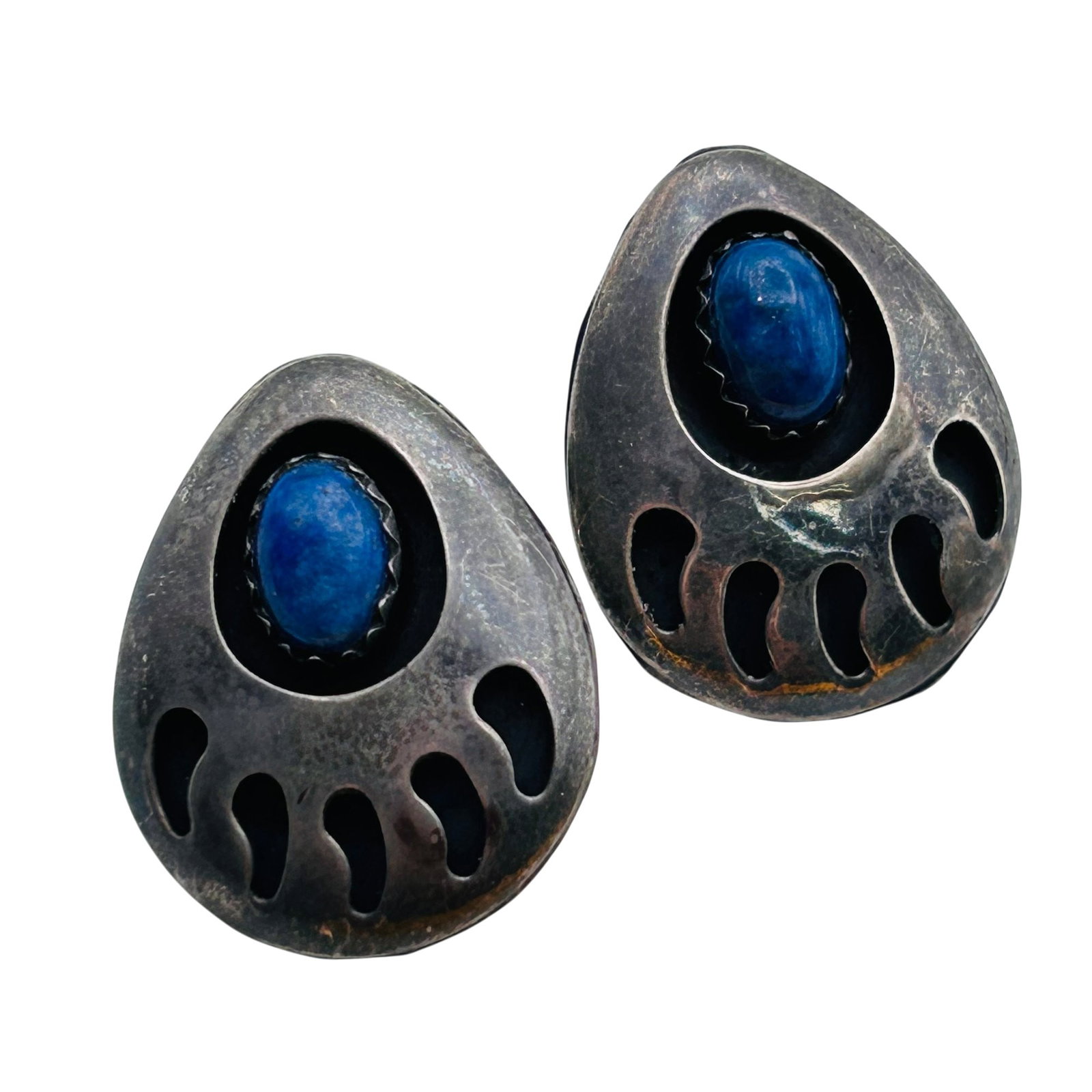Vintage Navajo Sterling Large Bear Claw Earrings (1 of 6)
