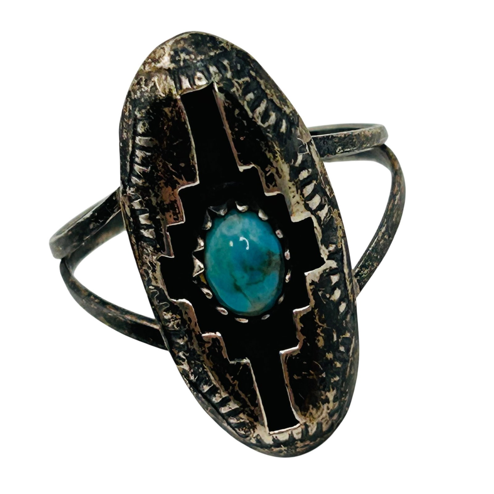 Signed Navajo Sterling Turquoise Ring Sz 7 (1 of 8)