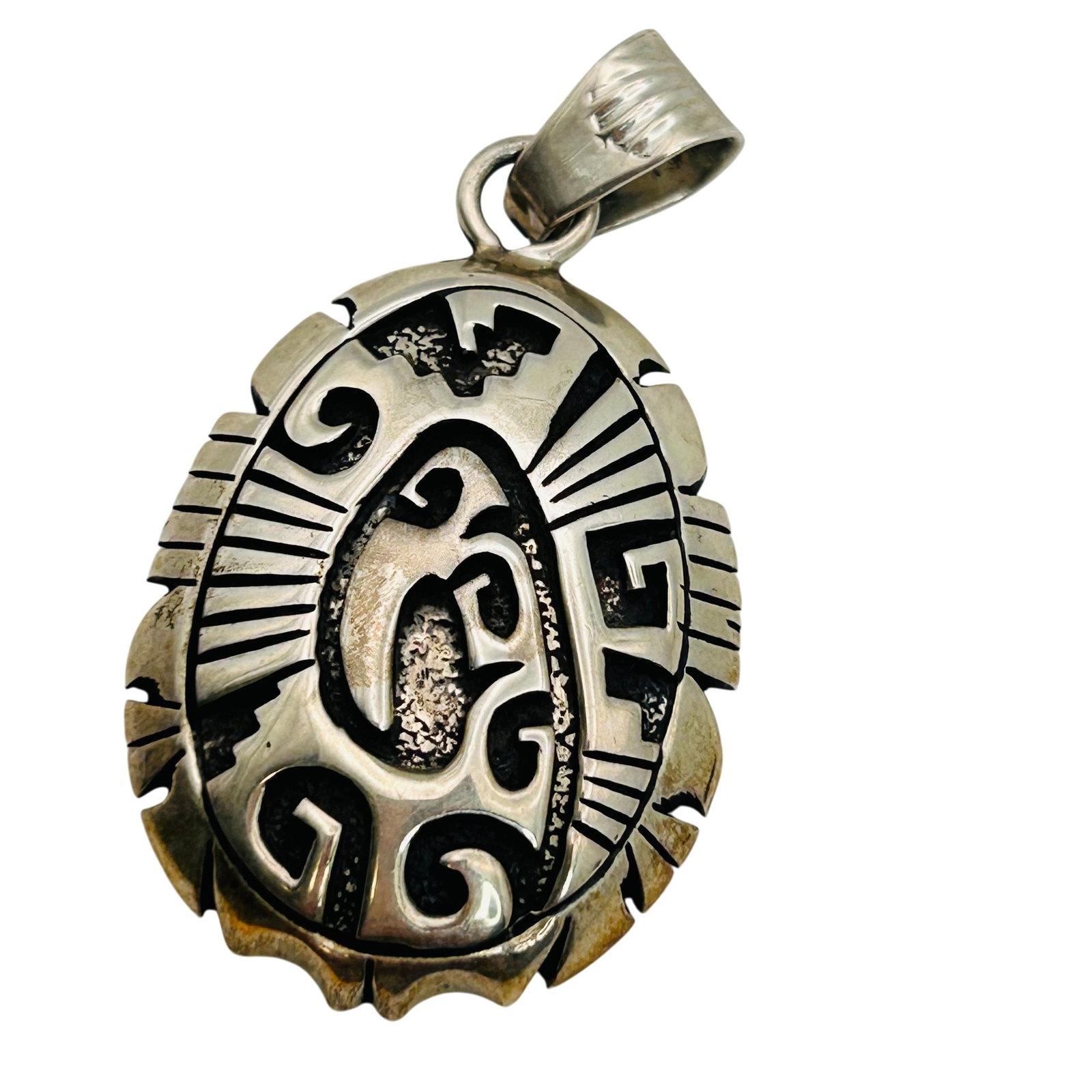 Signed Navajo Sterling Overlay Pendant: Signed Navajo sterling overlay pendant 17.7g