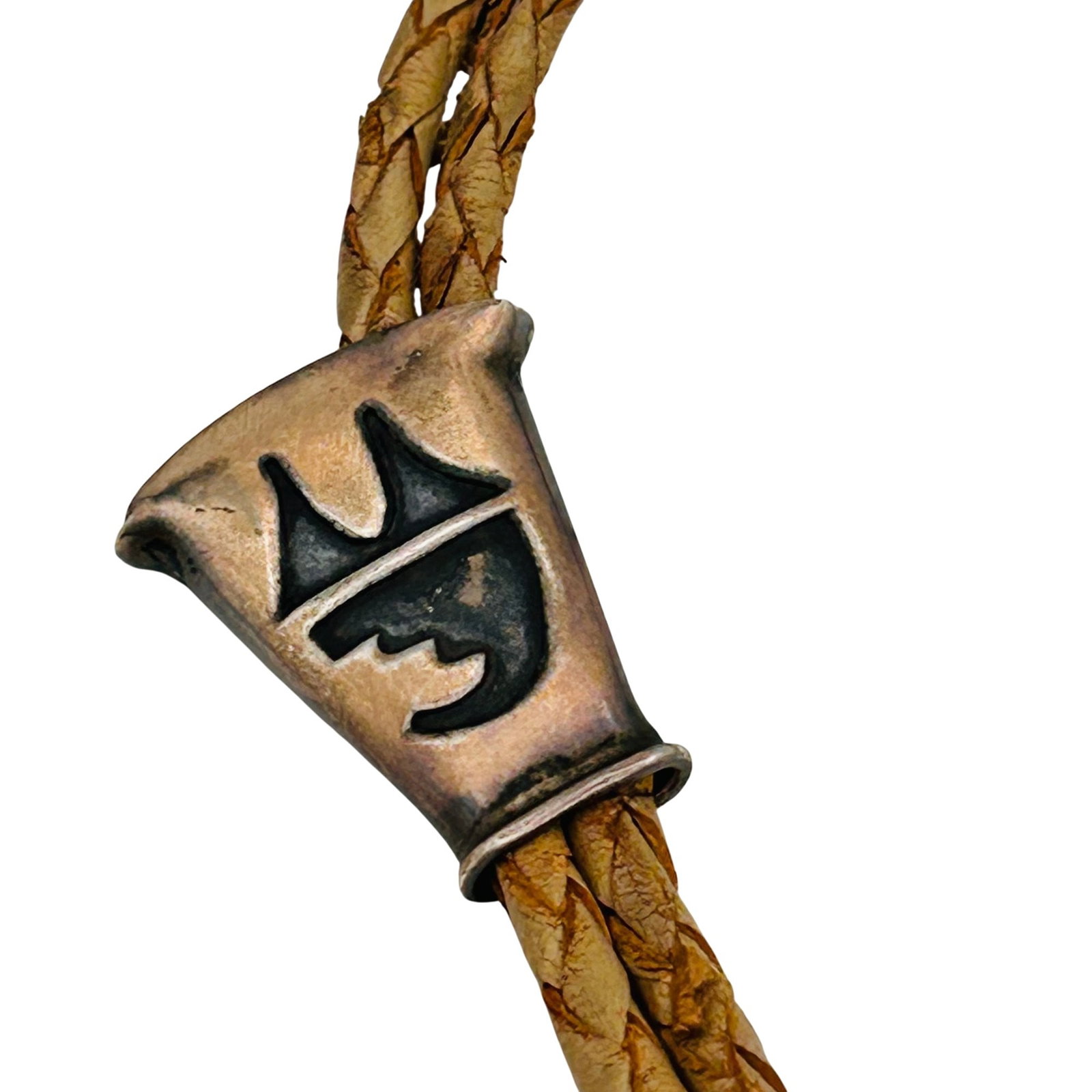 Native Sterling Bolo Tie With Tan Leather Tie (1 of 8)