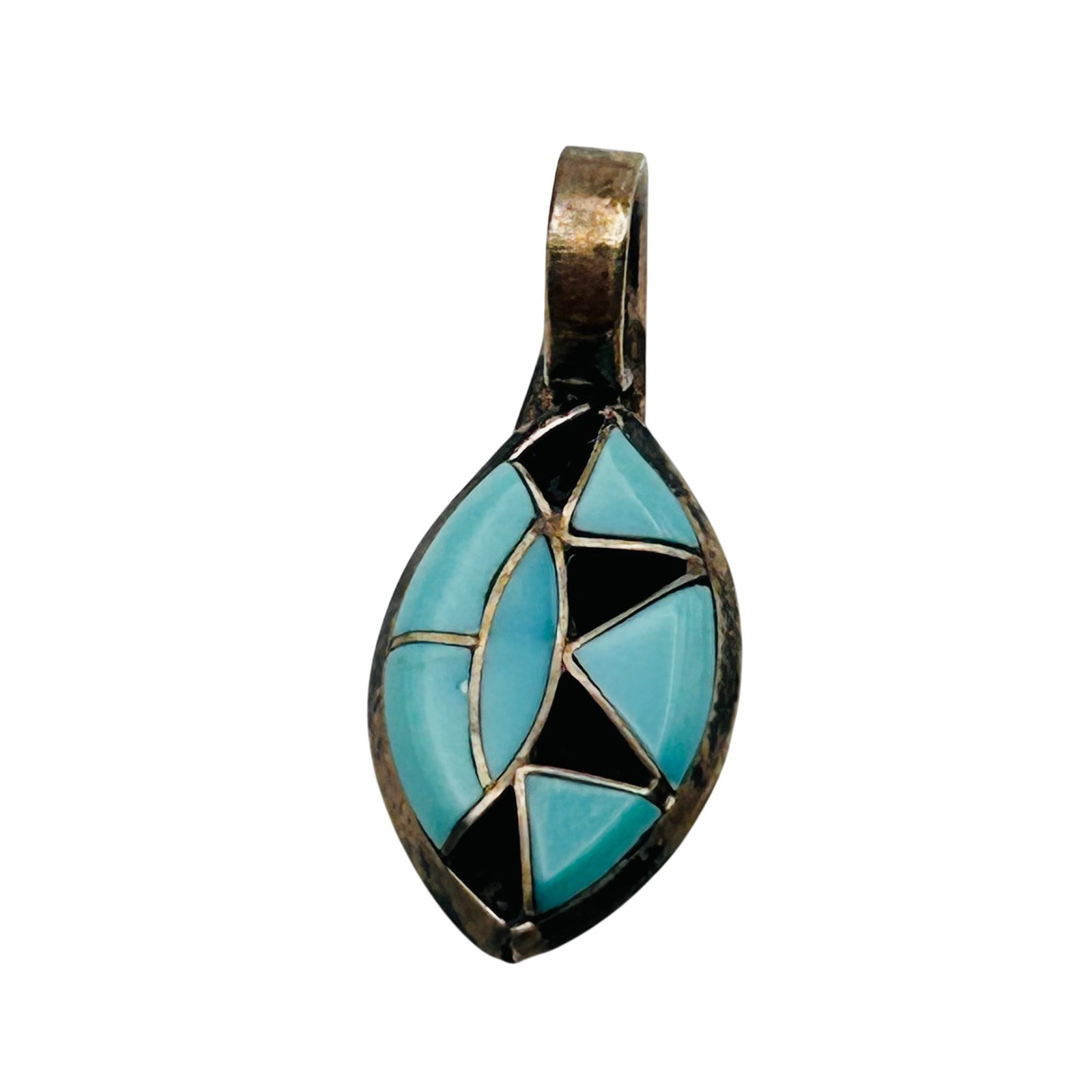 Native Sterling Inlay Turquoise Onyx Pendant (1 of 4)
