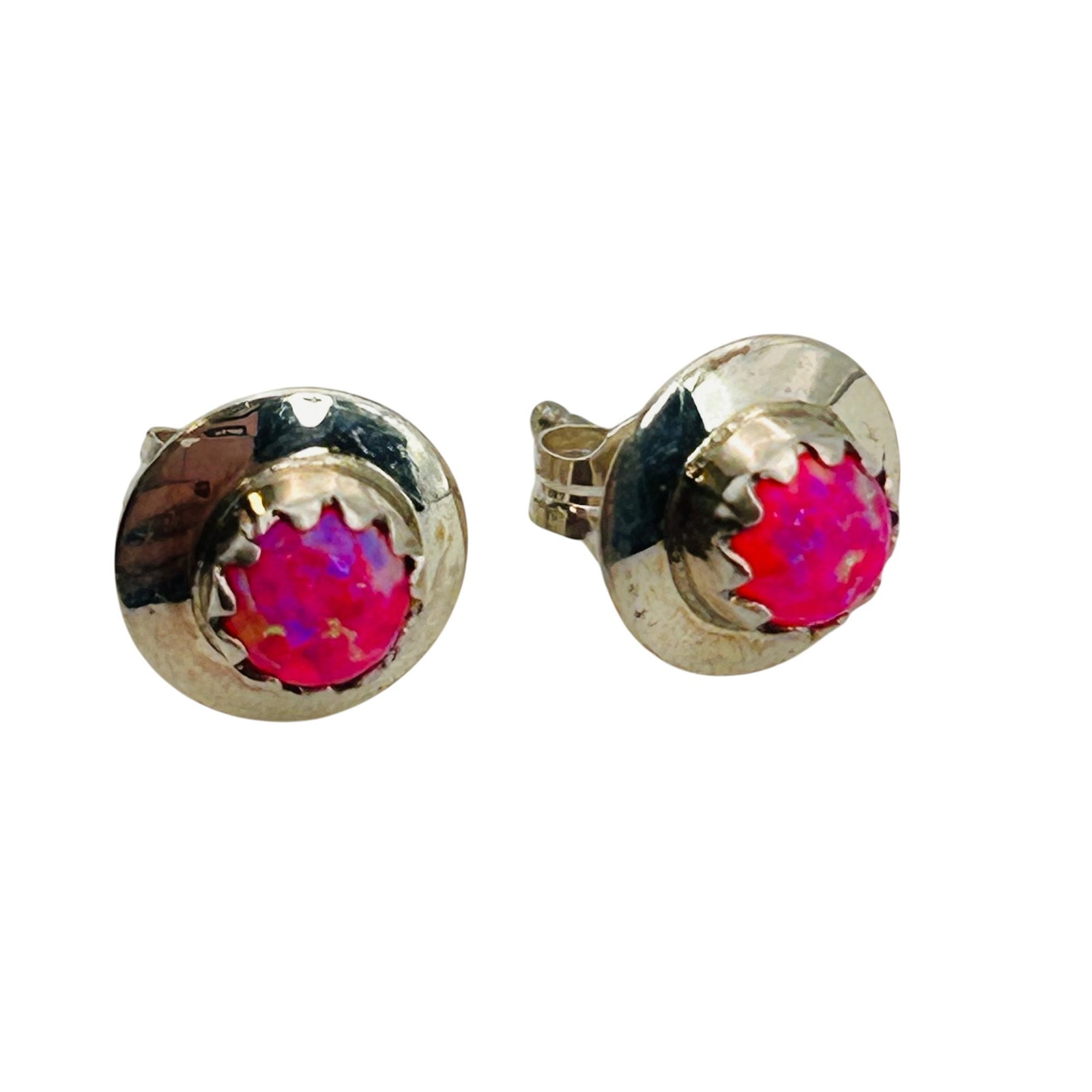 Southwest Sterling Pink Opal Earrings (1 of 4)