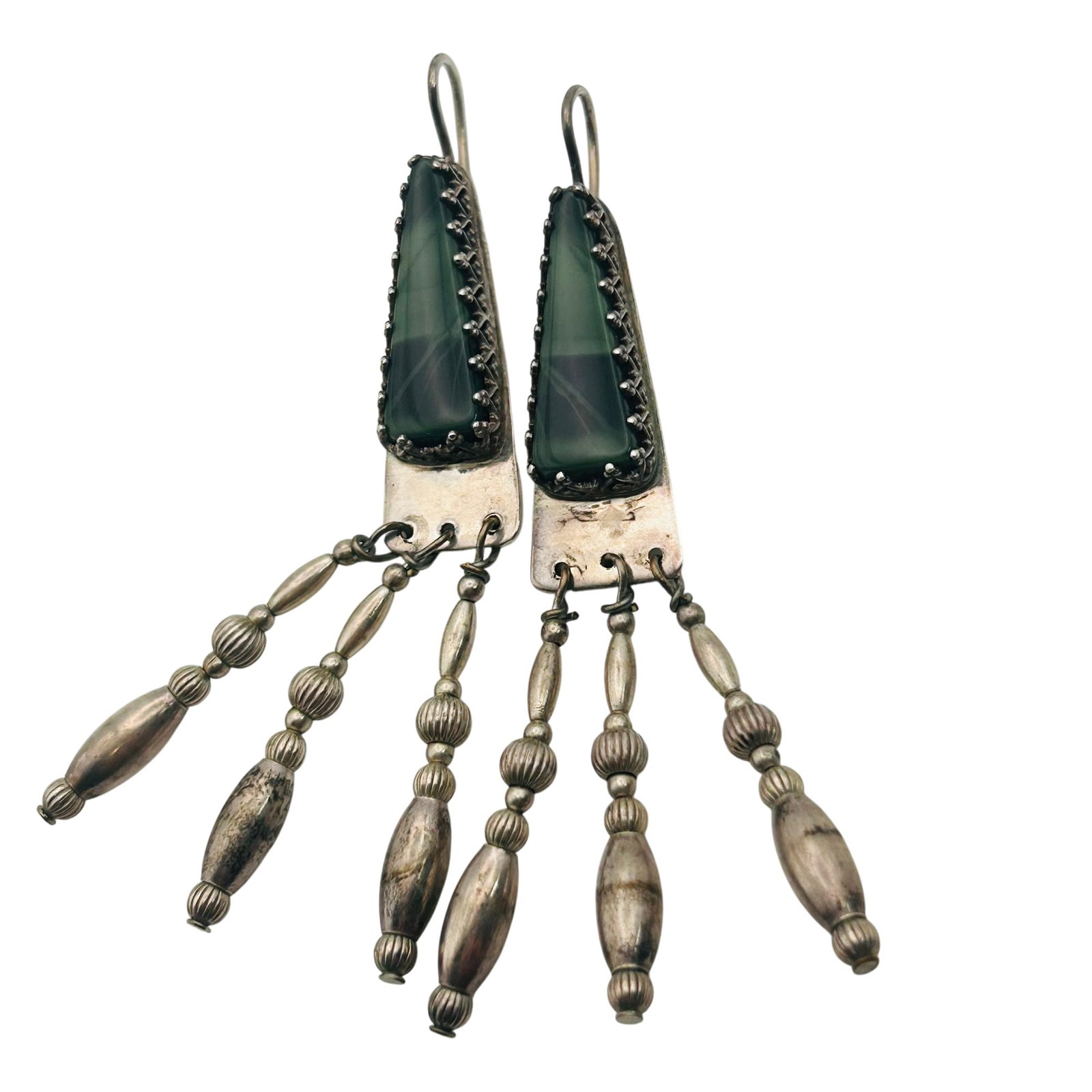 Southwest Sterling Malachite Earrings: Southwest sterling malachite earrings 11.8g