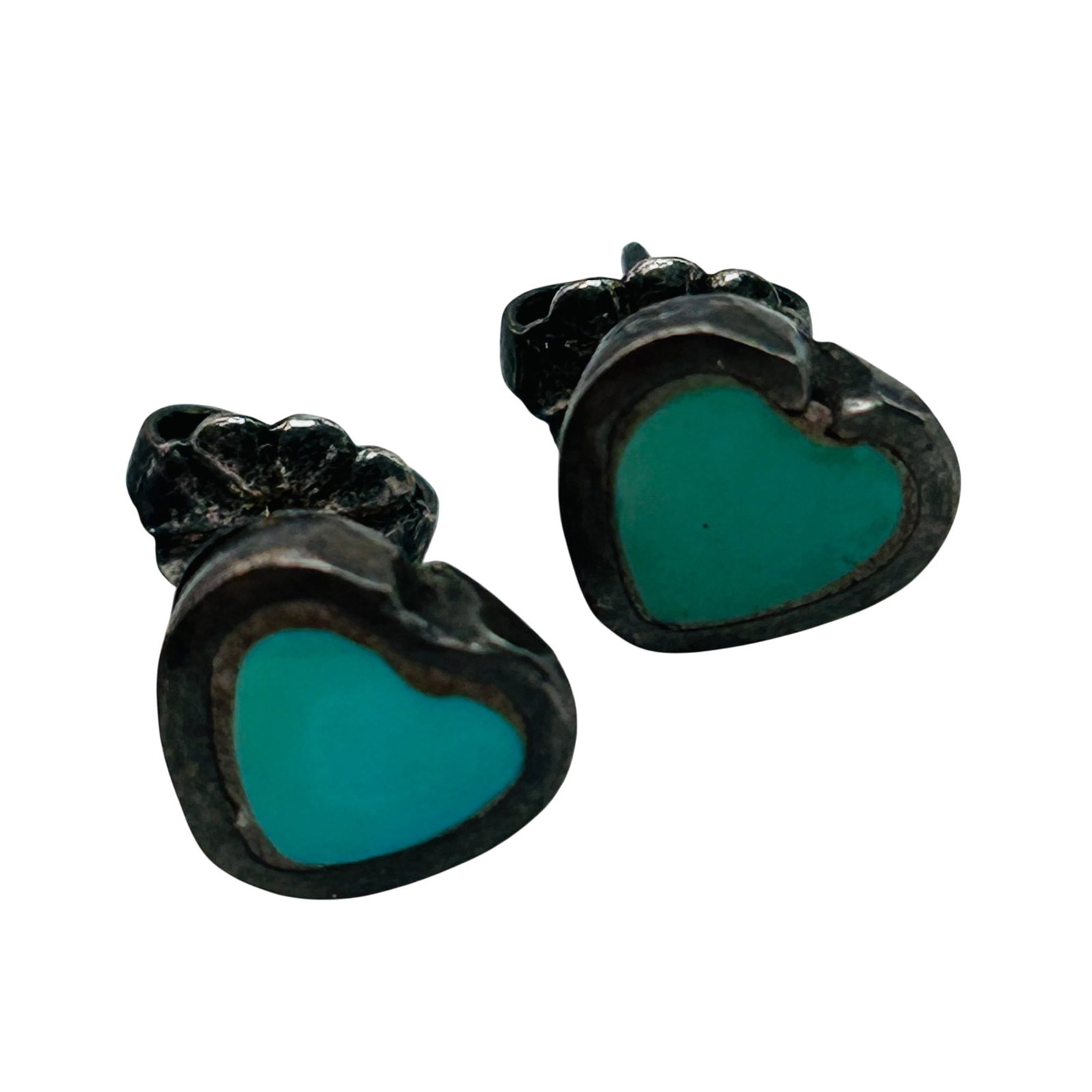 Southwest Sterling Turquoise Heart Earrings: Southwest sterling turquoise heart earrings 1.7g