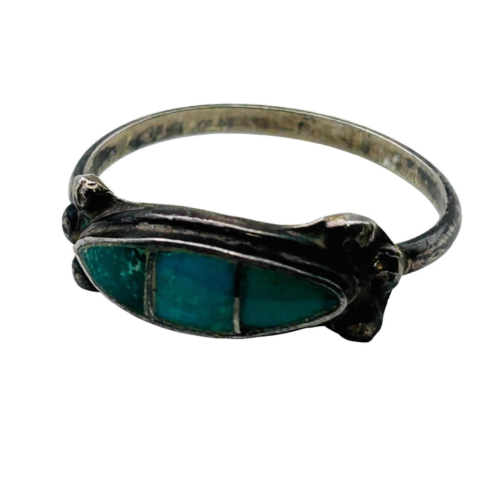 Southwest Sterling Inlay Turquoise Ring Sz 8: Southwest sterling inlay stone ring sz 8 2.1g — turquoise stone