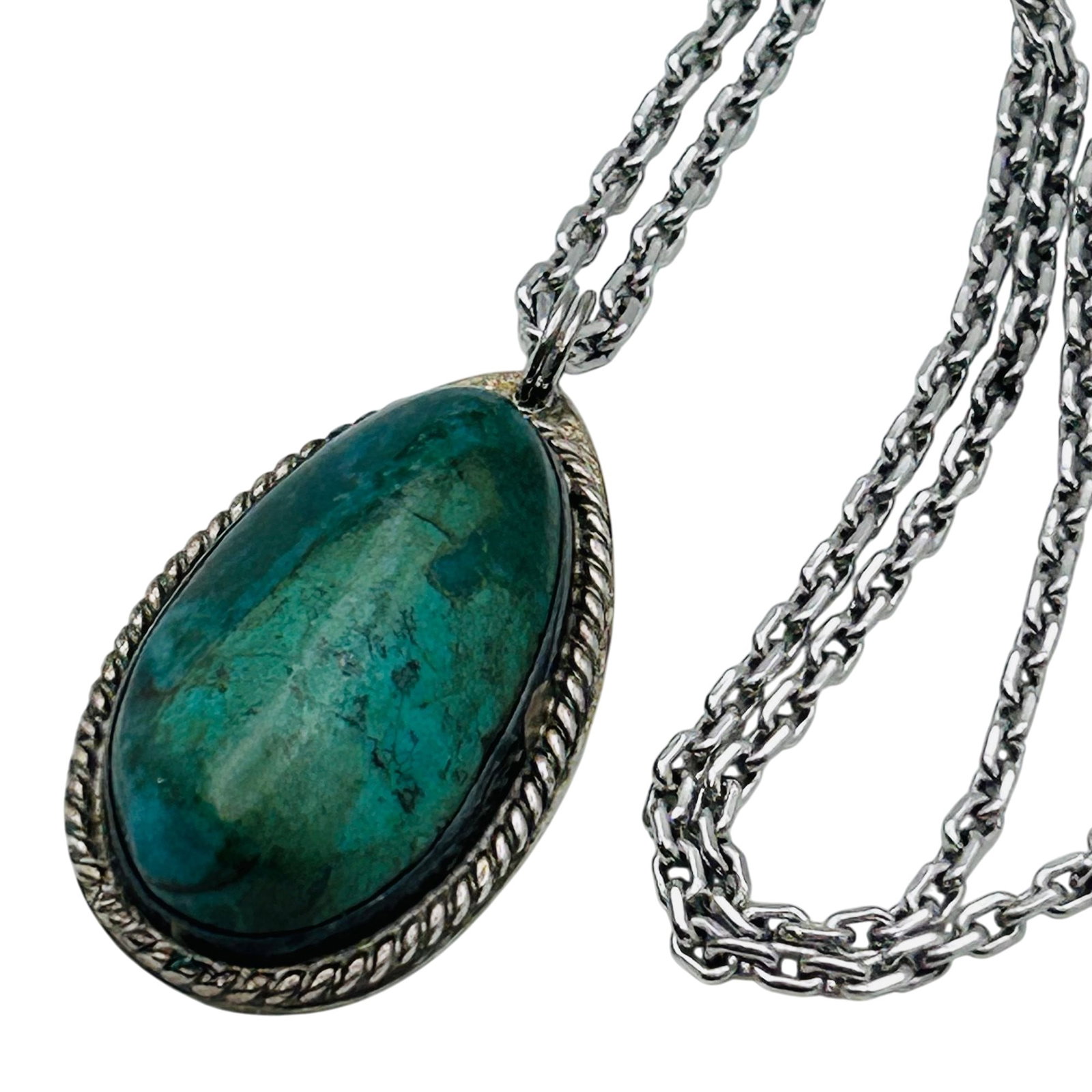 Bob Genks Sterling Chrysocolla Pendant Necklace (1 of 9)
