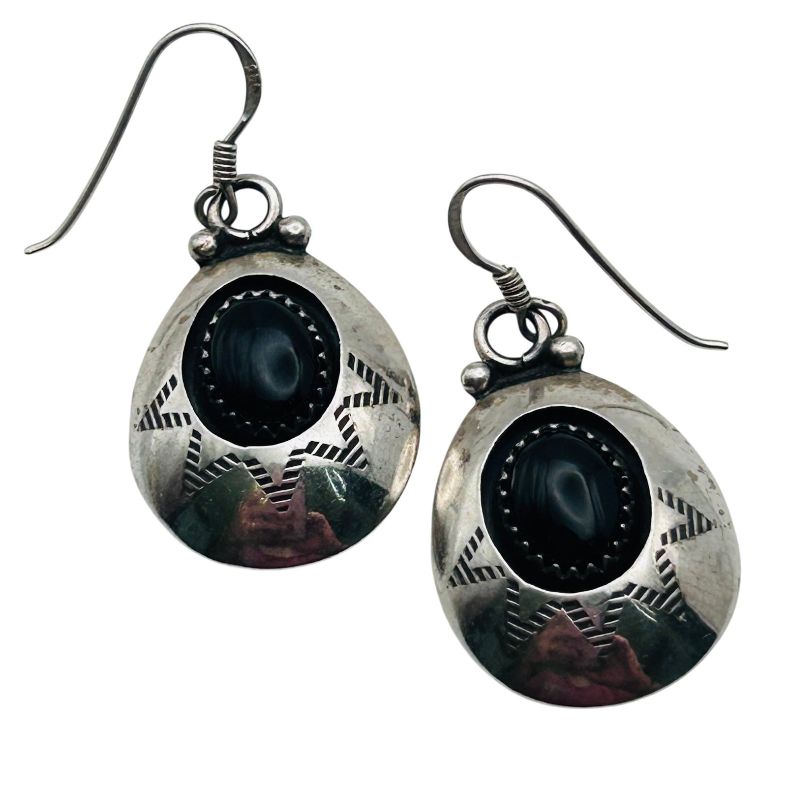 Teddy Goodluck Navajo Sterling Onyx Earrings (1 of 5)