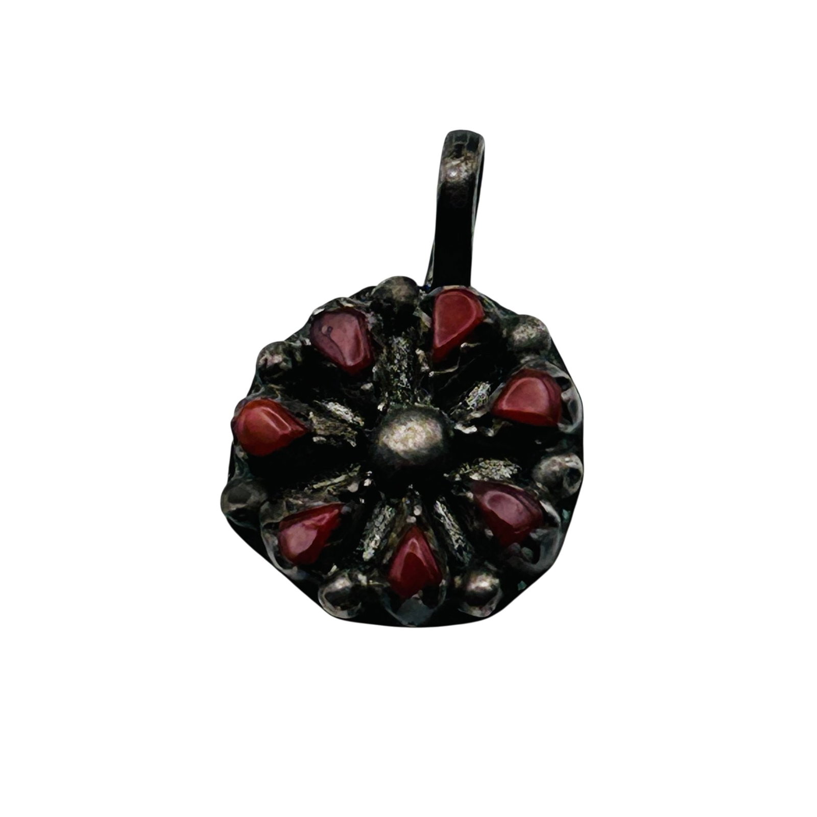 Vintage Zuni Sterling Coral Pendant: vintage Zuni sterling coral pendant 1.2g