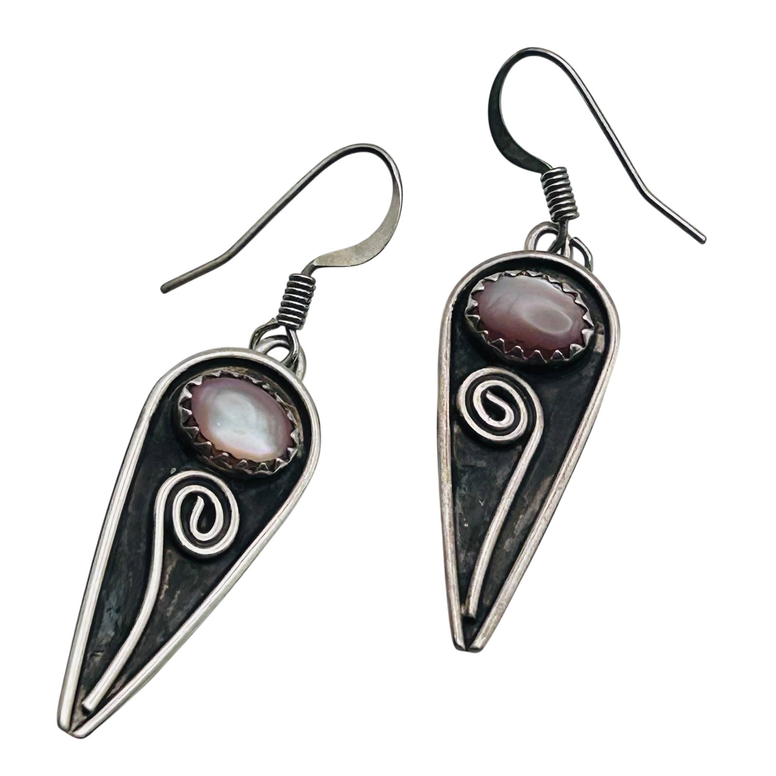 Signed Navajo Sterling Mother Of Pearl Earrings (1 of 7)