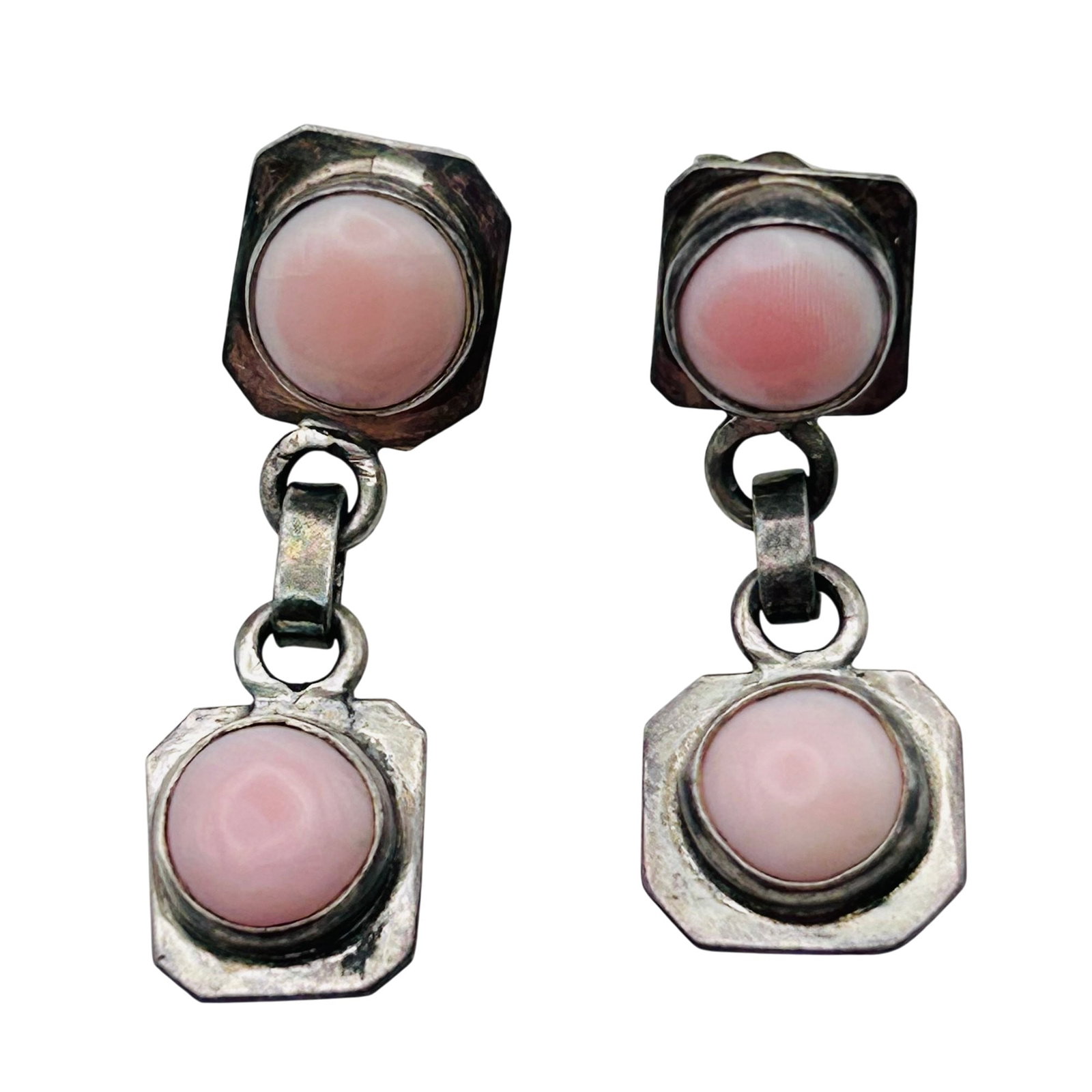 Southwest Sterling Pink Stone Dangle Earrings (1 of 7)