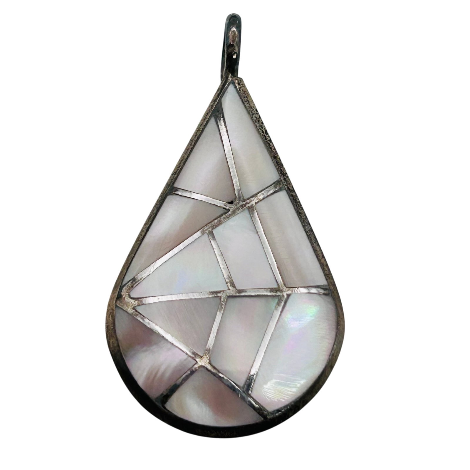 Signed Native Sterling Mother Of Pearl Pendant: Signed MLK native sterling pendant 4.3g — Mother of pearl