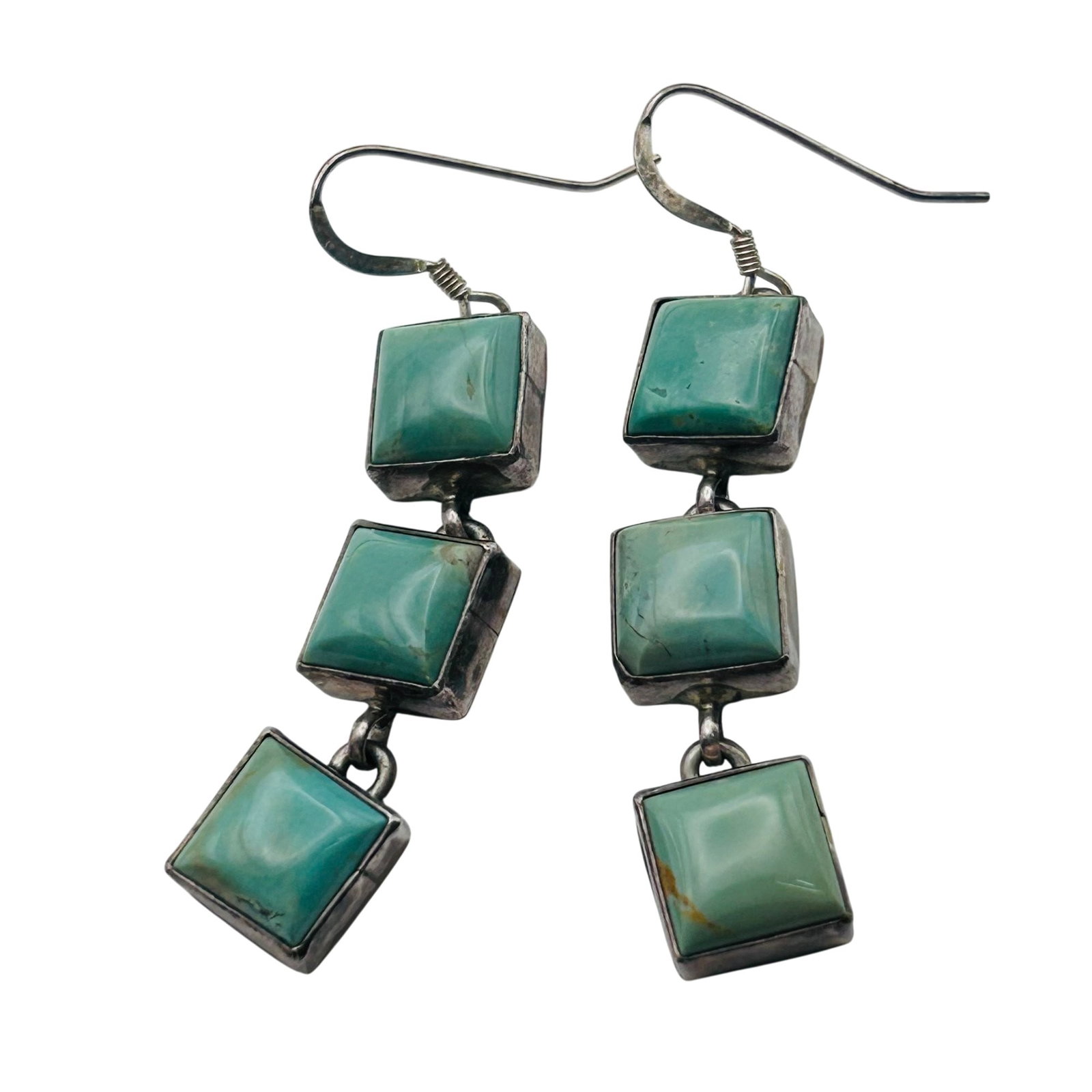 Signed Navajo Sterling Turquoise Earrings (1 of 6)