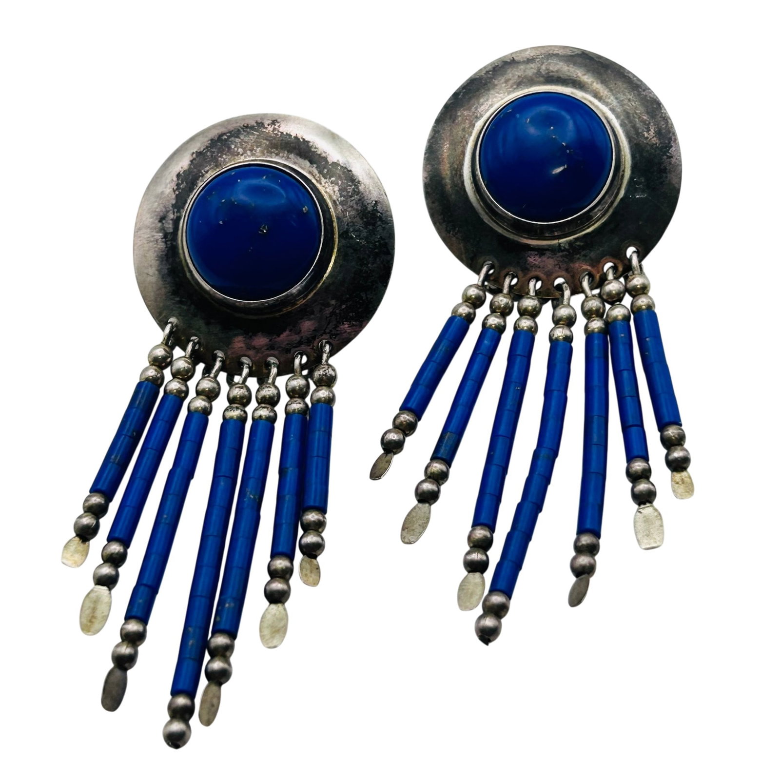 Southwest Sterling Lapis Lazuli Earrings (1 of 5)