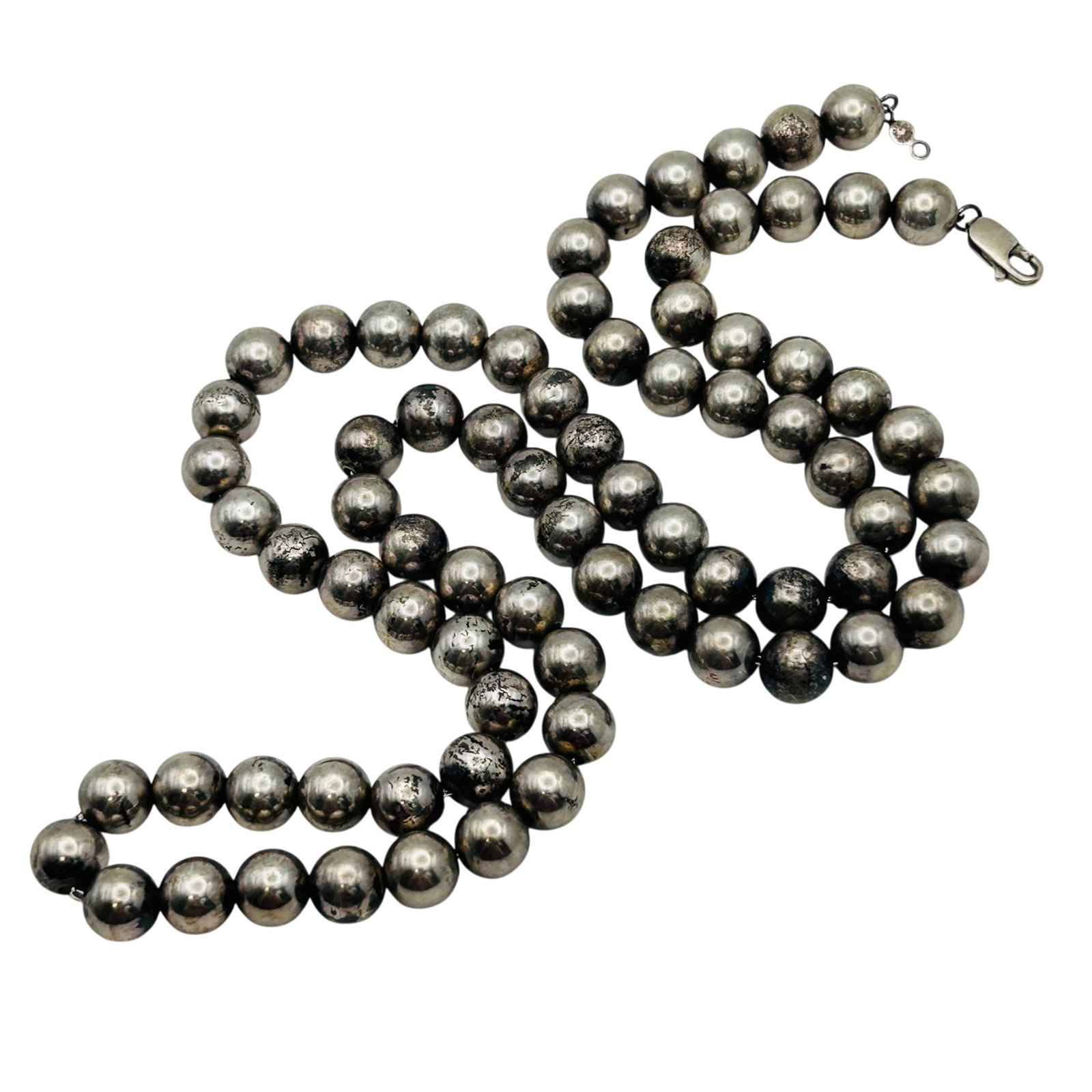 Southwest Sterling Bead On Sterling Chain Necklace: Southwest sterling bead on sterling chain necklace 44g