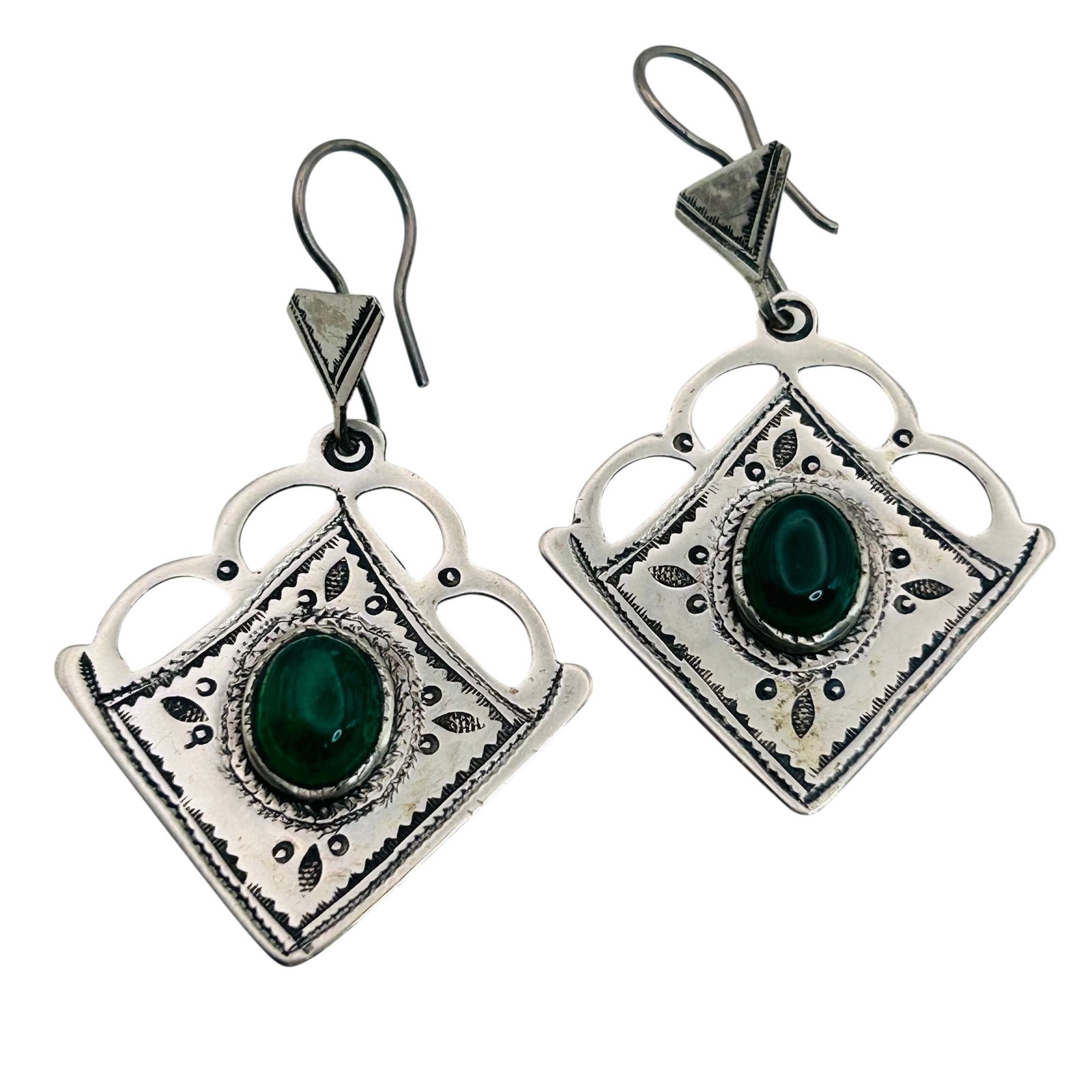Southwest Sterling Jade Earrings (1 of 5)