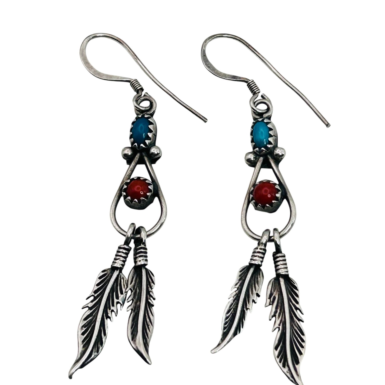 Navajo Sterling Multistone Earrings (1 of 5)