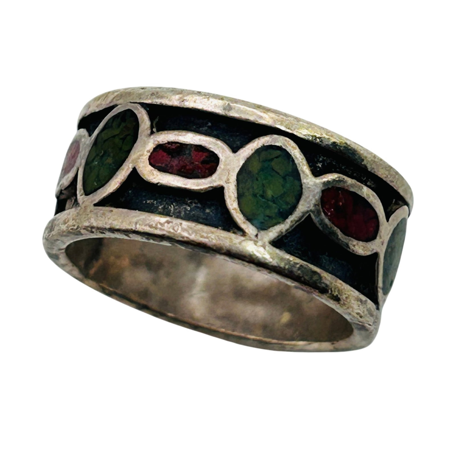 Signed Navajo Sterling Stone Ring Sz 5 (1 of 6)