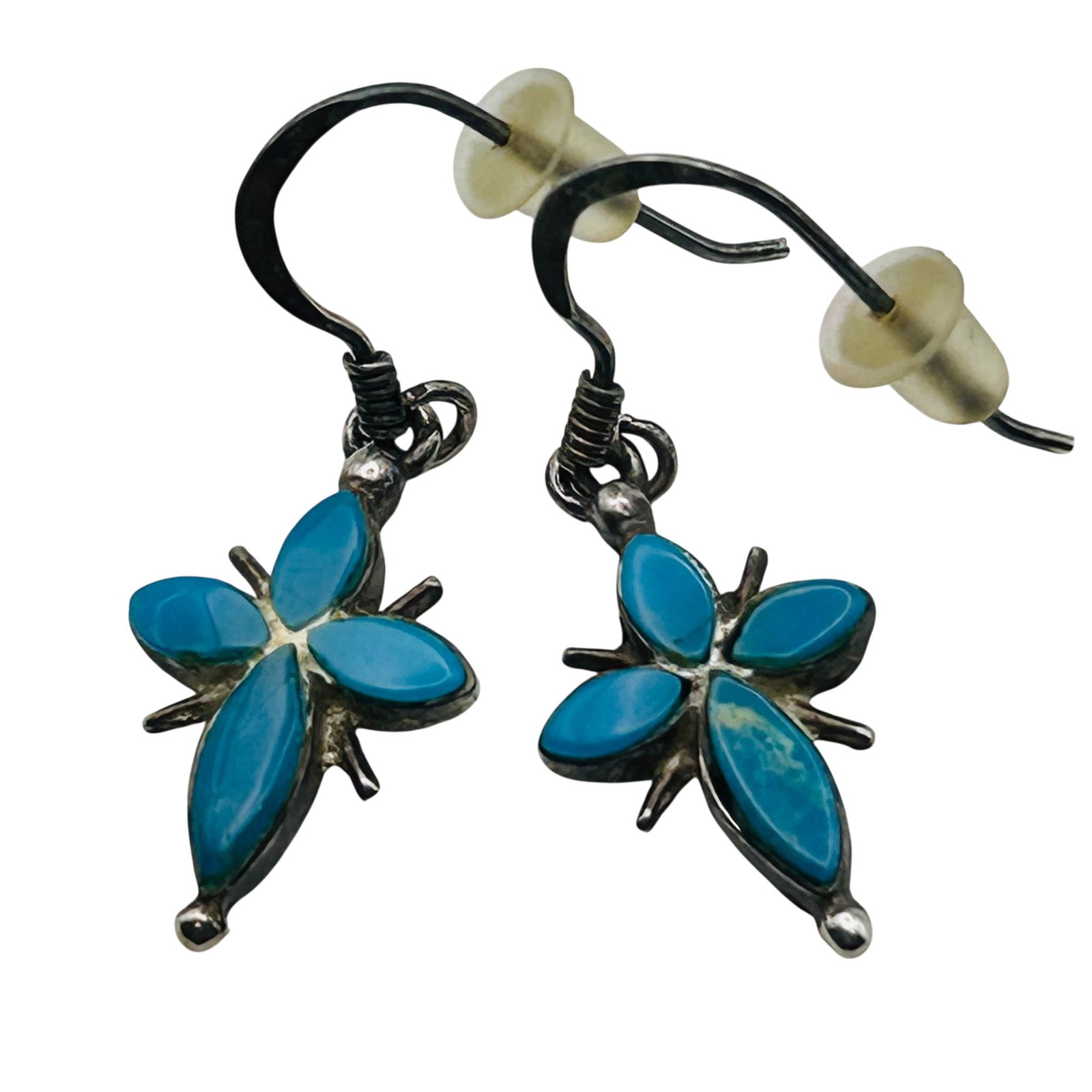 Native USA Sterling Turquoise Cross Earrings (1 of 5)