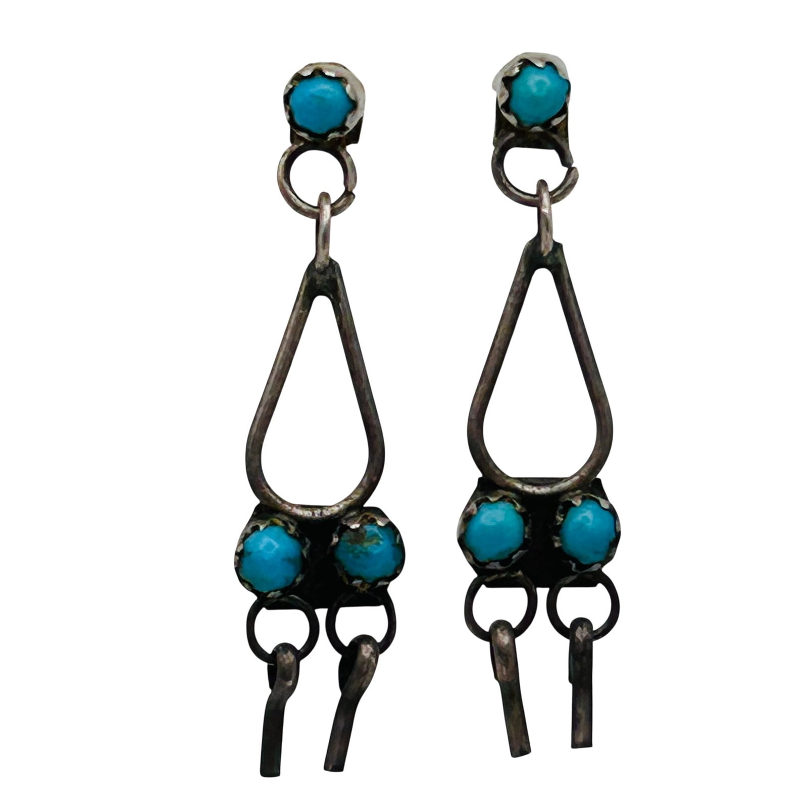 Zuni Sterling Snake Eye Turquoise Earrings (1 of 6)