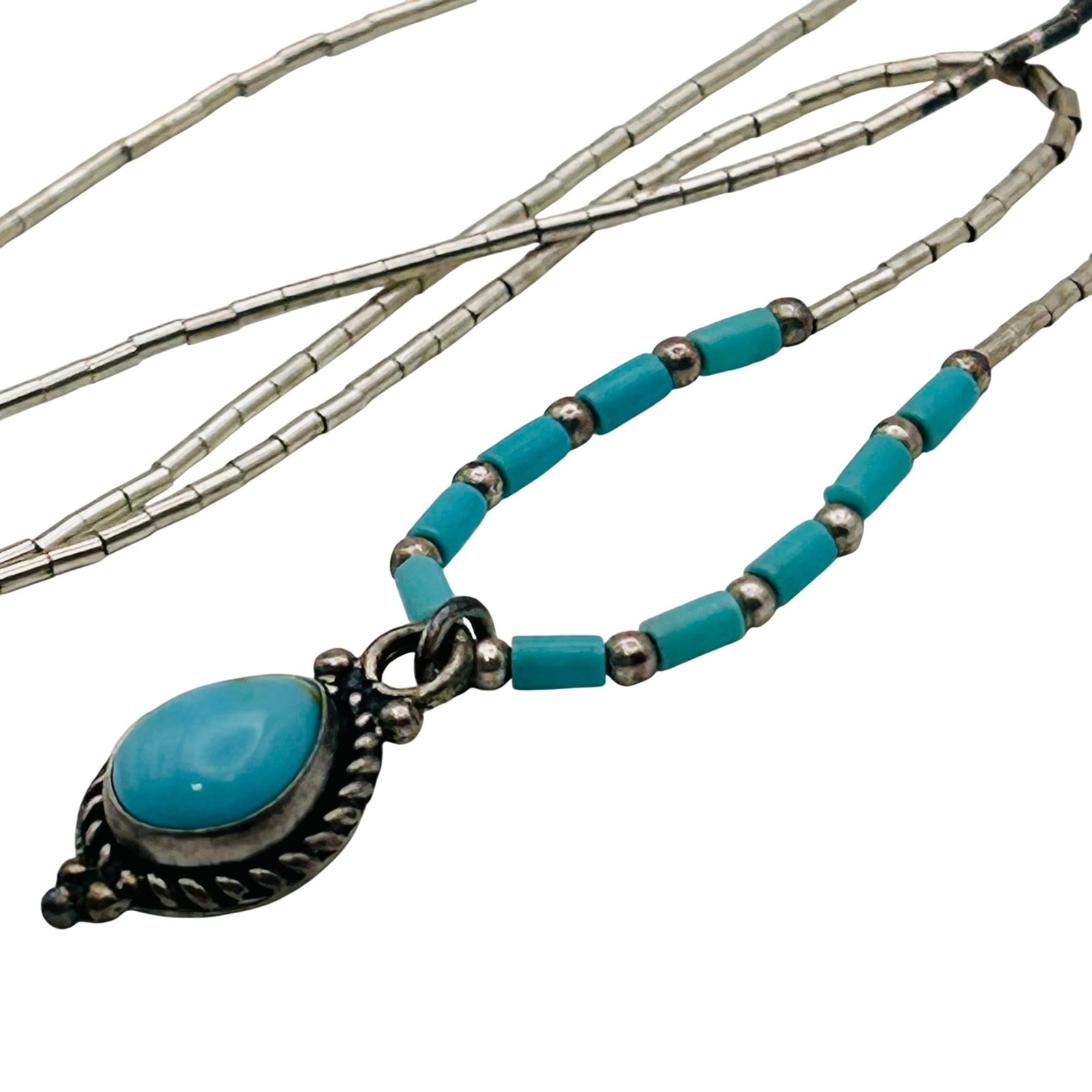 Southwest Sterling Turquoise Pendant Necklace: southwest sterling turquoise pendant necklace 3.5g