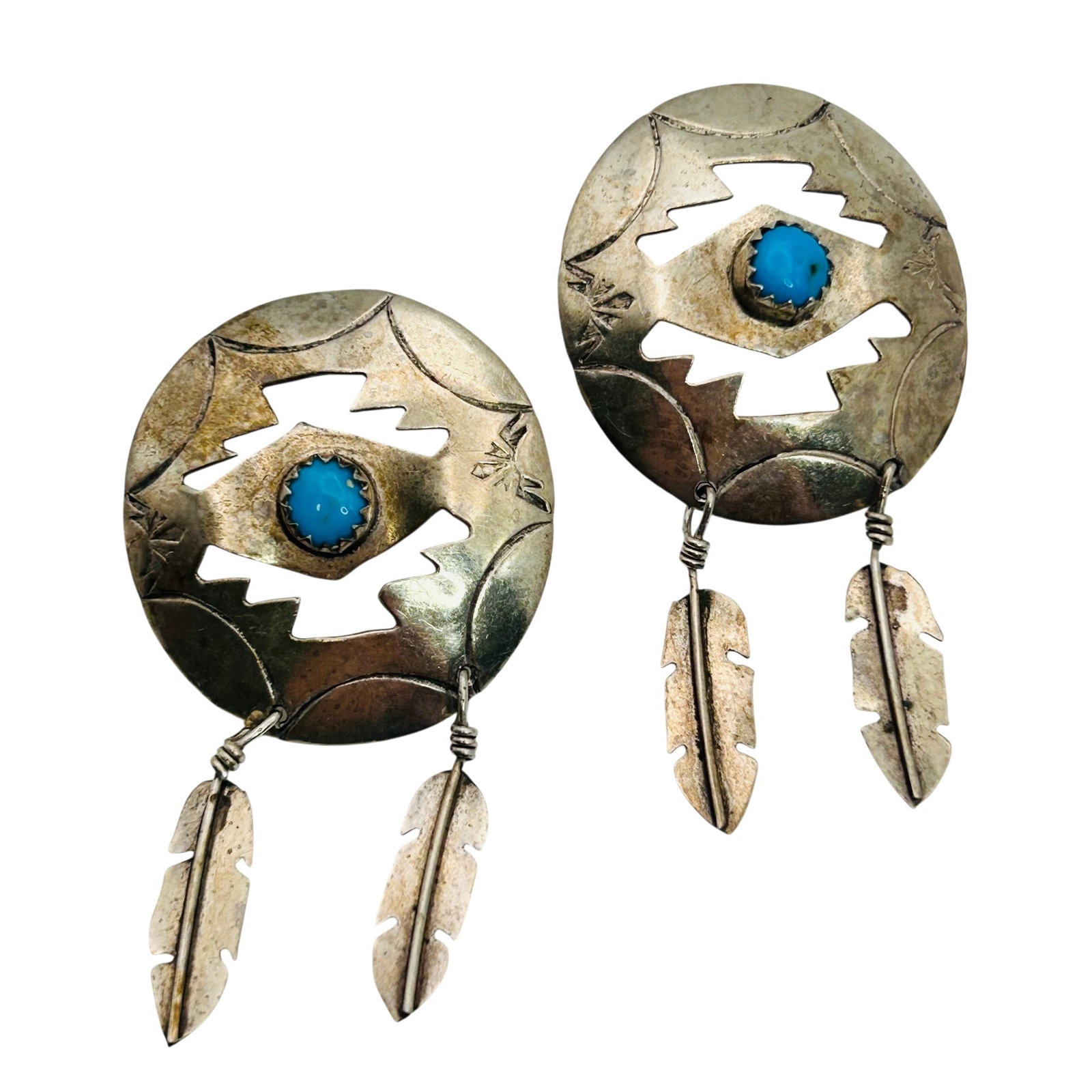 Vintage Navajo Sterling Turquoise Earrings: Vintage Navajo Sterling turquoise Earrings 6.4g