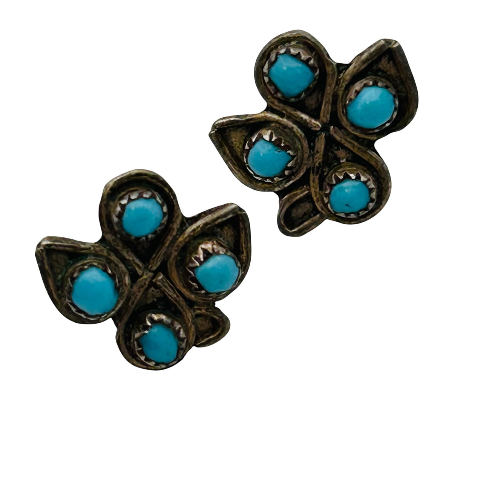 Zuni Sterling Turquoise Earrings (1 of 6)