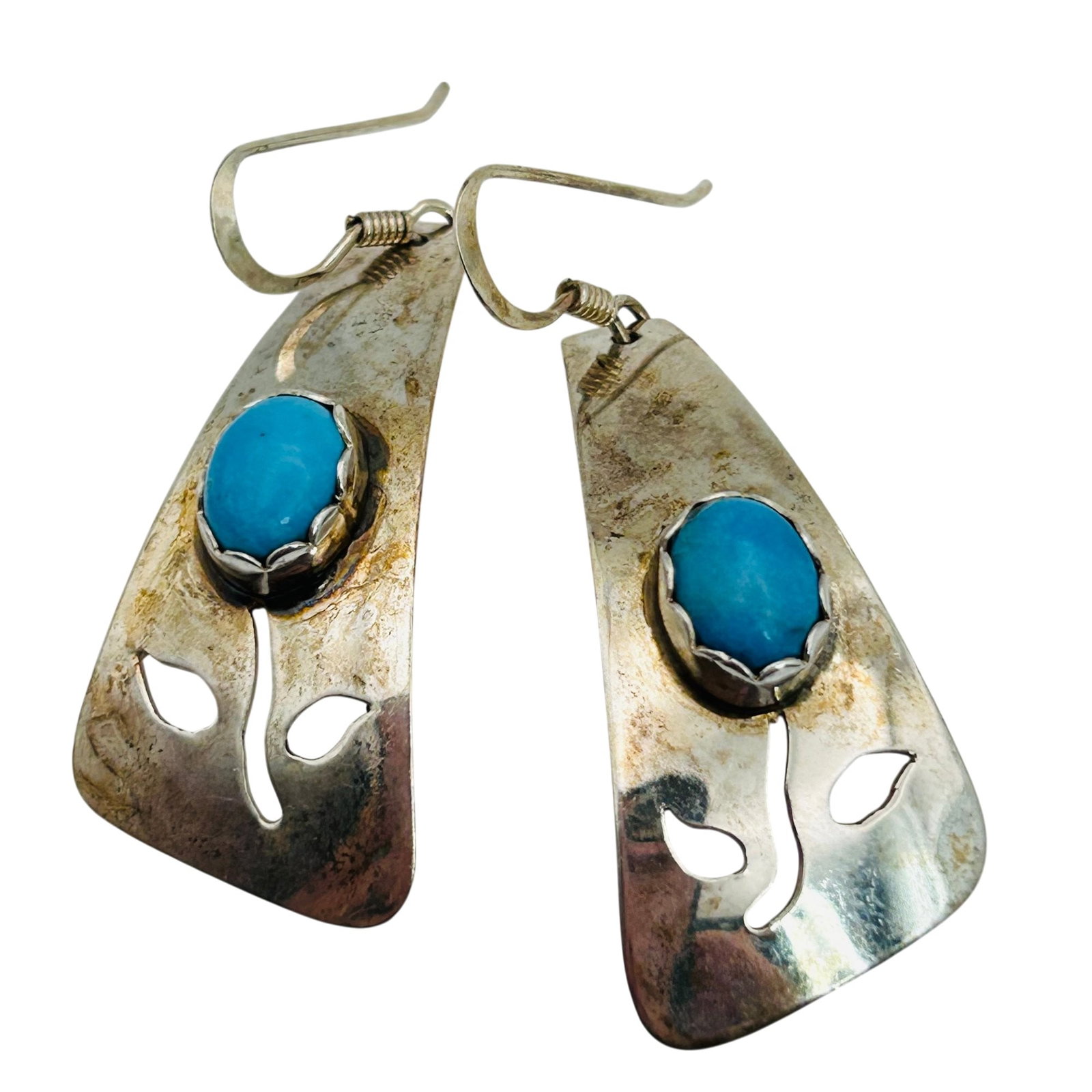 Signed Navajo Sterling Turquoise Earrings (1 of 8)