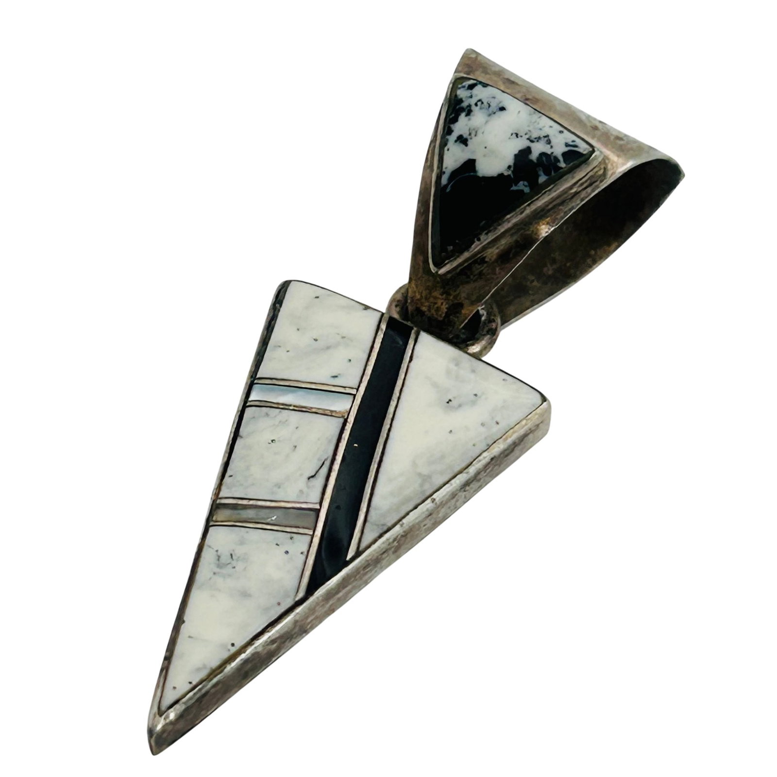 Signed Navajo Sterling White Buffalo Pendant (1 of 8)