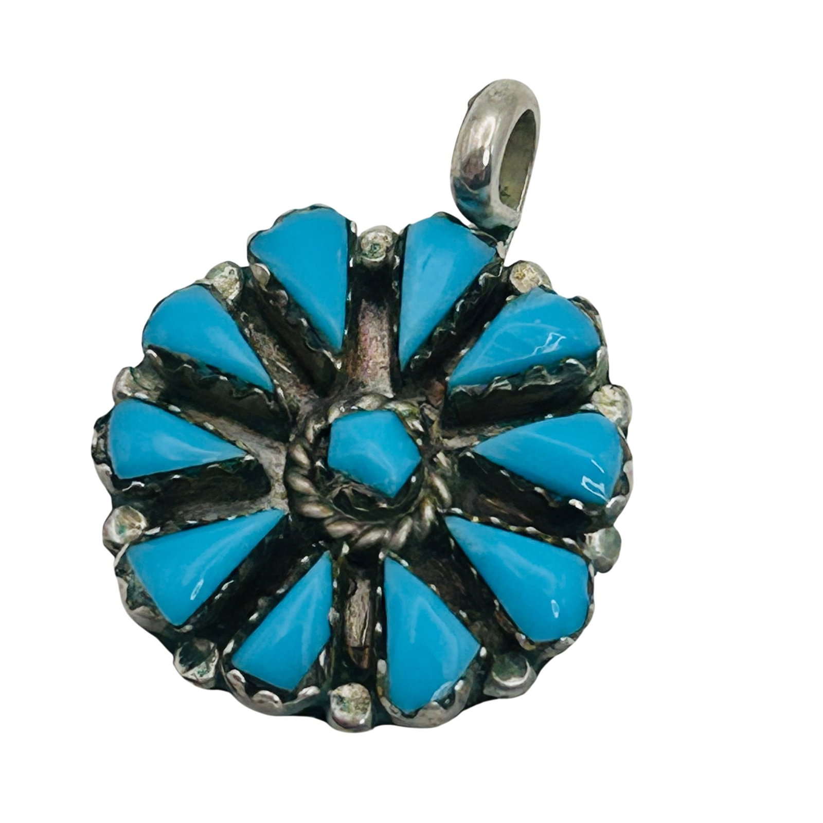 Vintage Zuni Petite Point Turquoise Pendant (1 of 6)