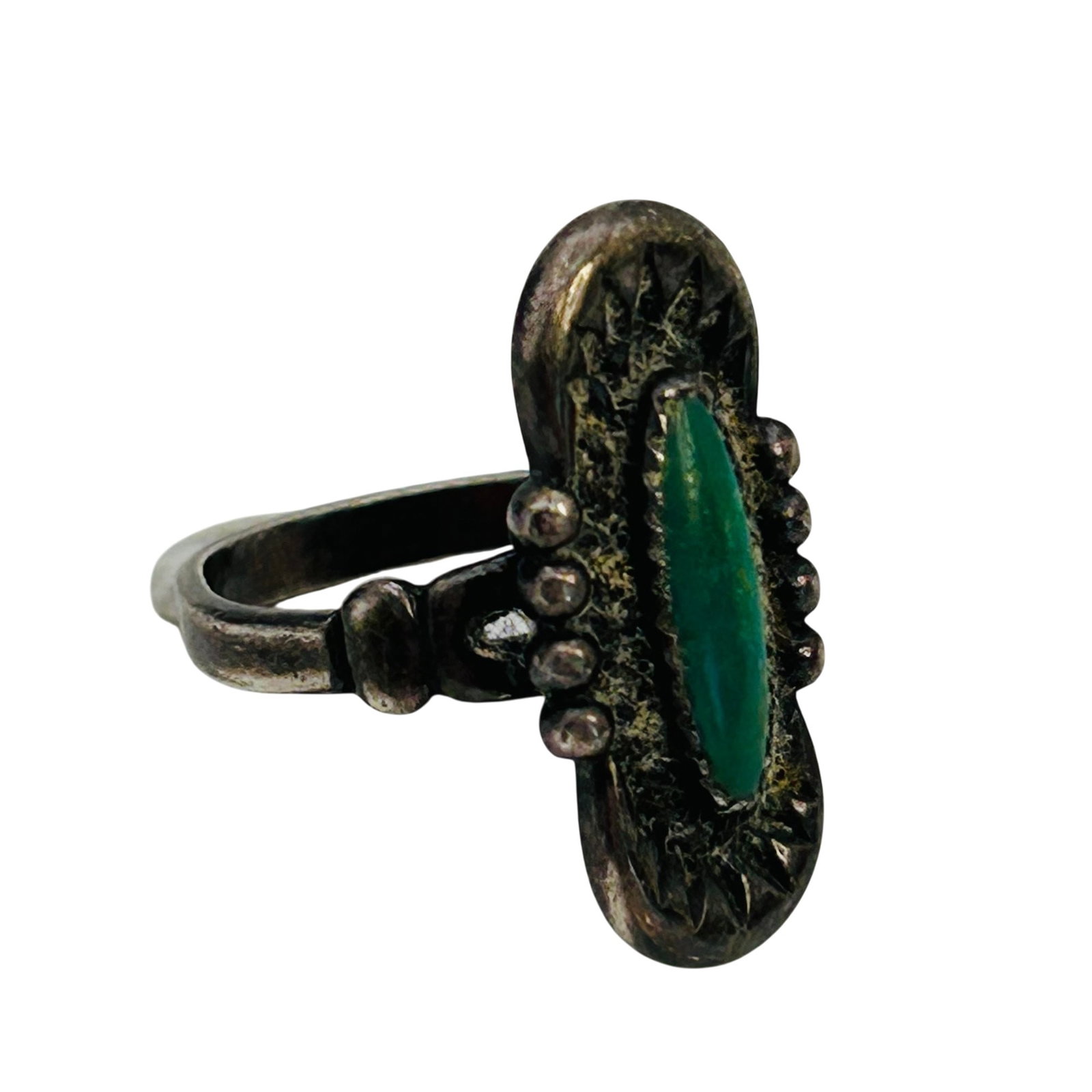 Bell Trading Post Sterling Malachite Ring Sz 4: Bell Trading Post Sterling Malachite Ring Sz 4 3.1g