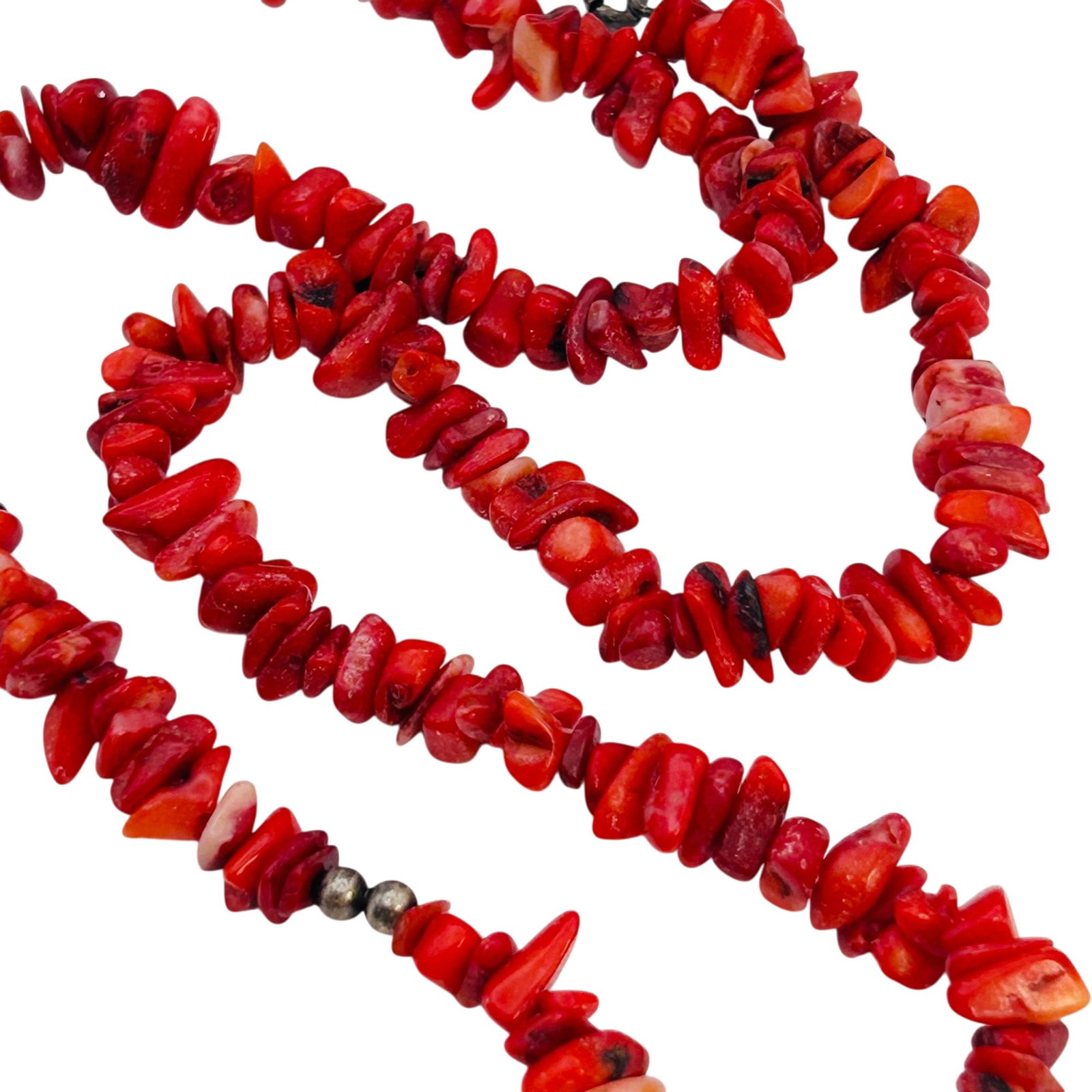 Southwest Sterling Coral Necklace: Southwest Sterling Coral Necklace 20g— Adjustable cable chain