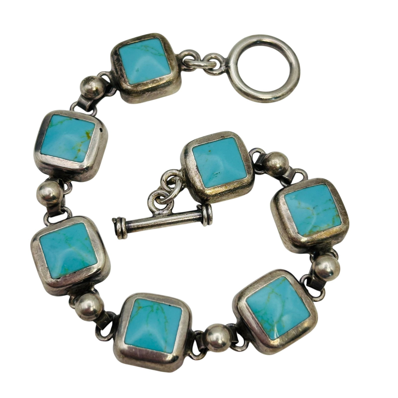 Southwest Sterling Inlay Turquoise Bracelet (1 of 10)