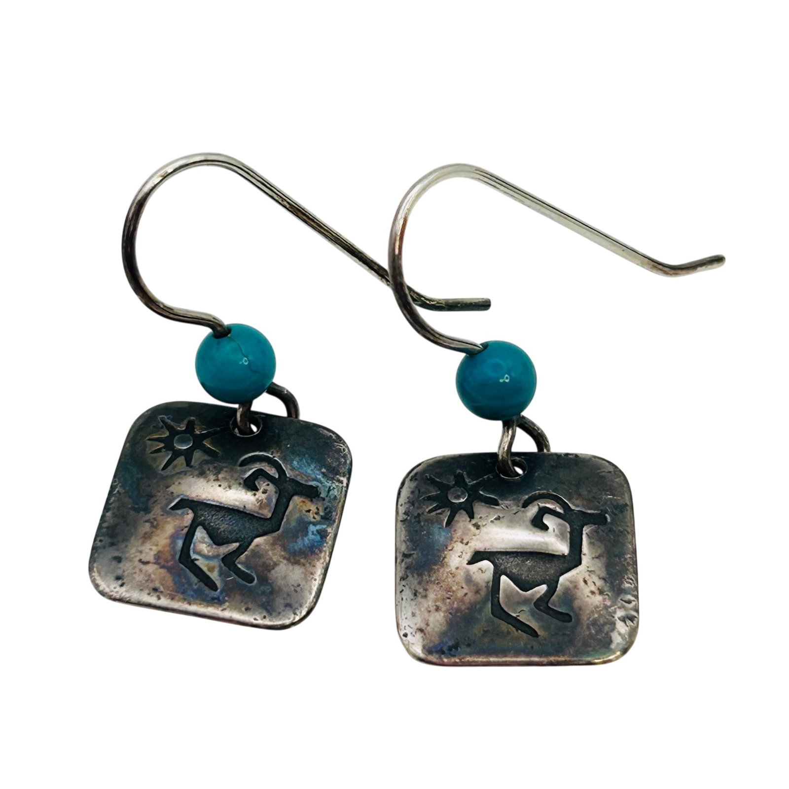 Southwest Sterling Turquoise Earrings (1 of 4)