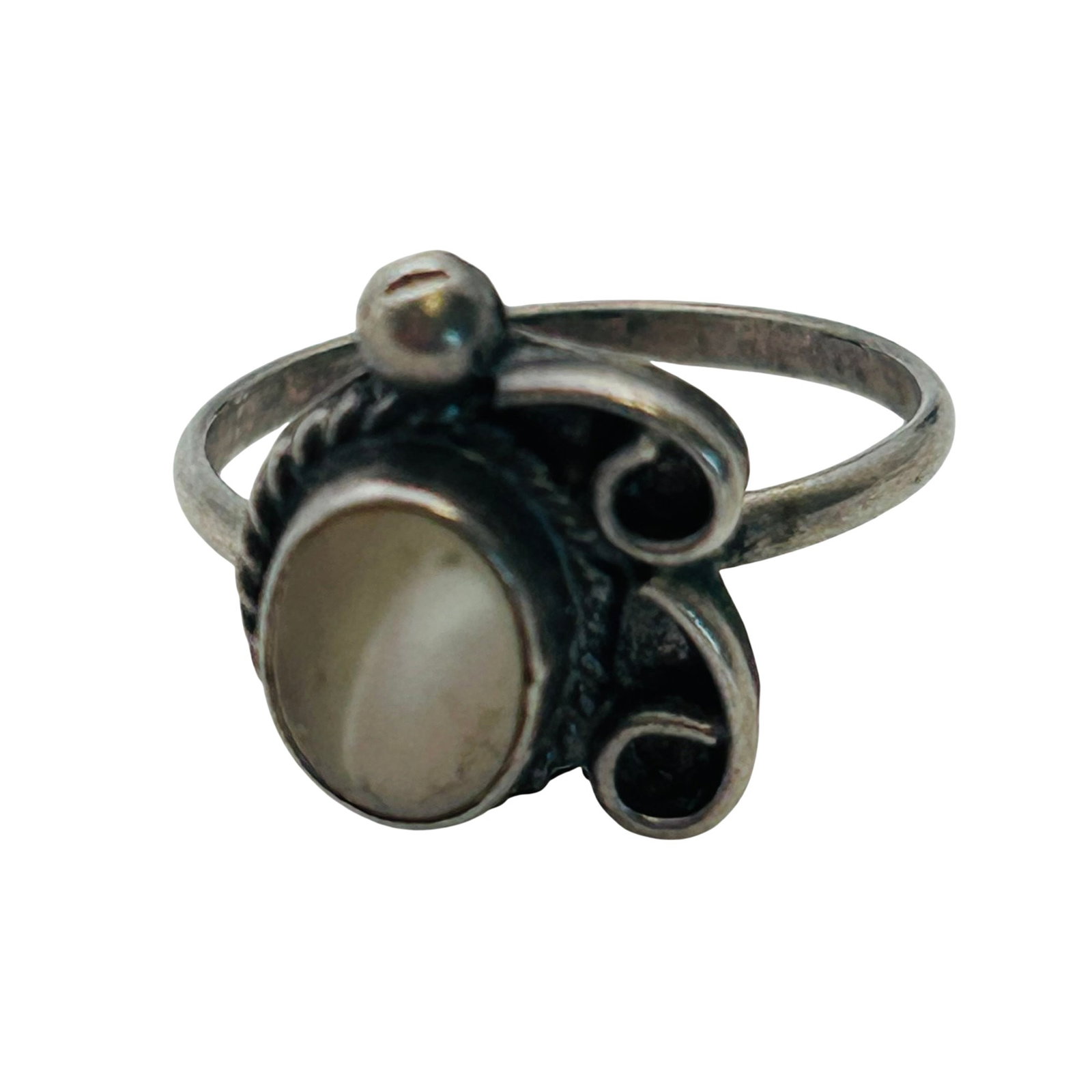 Southwest Sterling Mother Of Pearl Ring Sz 4 (1 of 5)