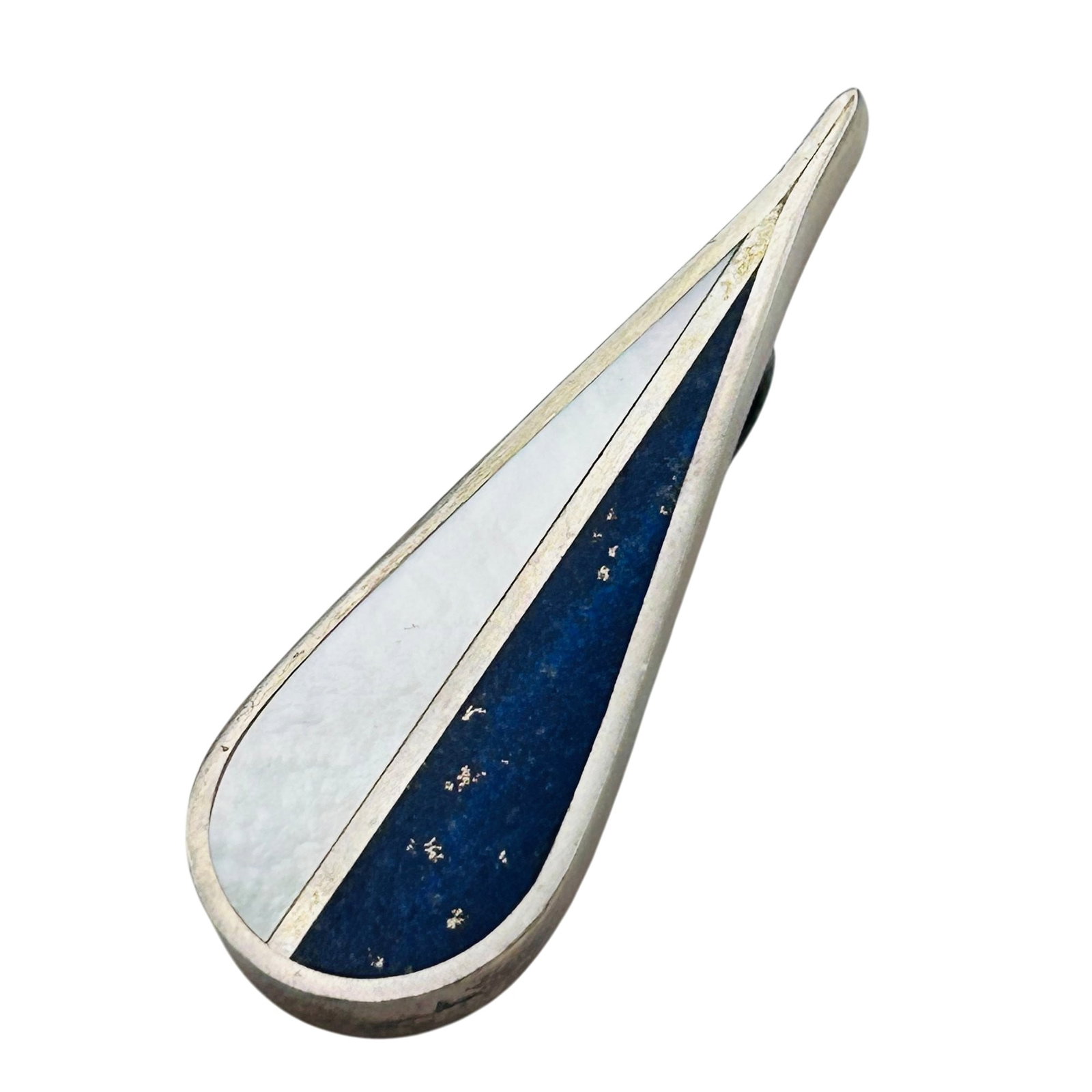 Southwest Sterling Inlay Multi-Stone Pendant: Southwest Sterling Inlay Stone Pendant 5.1g— Lapis Lazuli and Mother of pearl stone