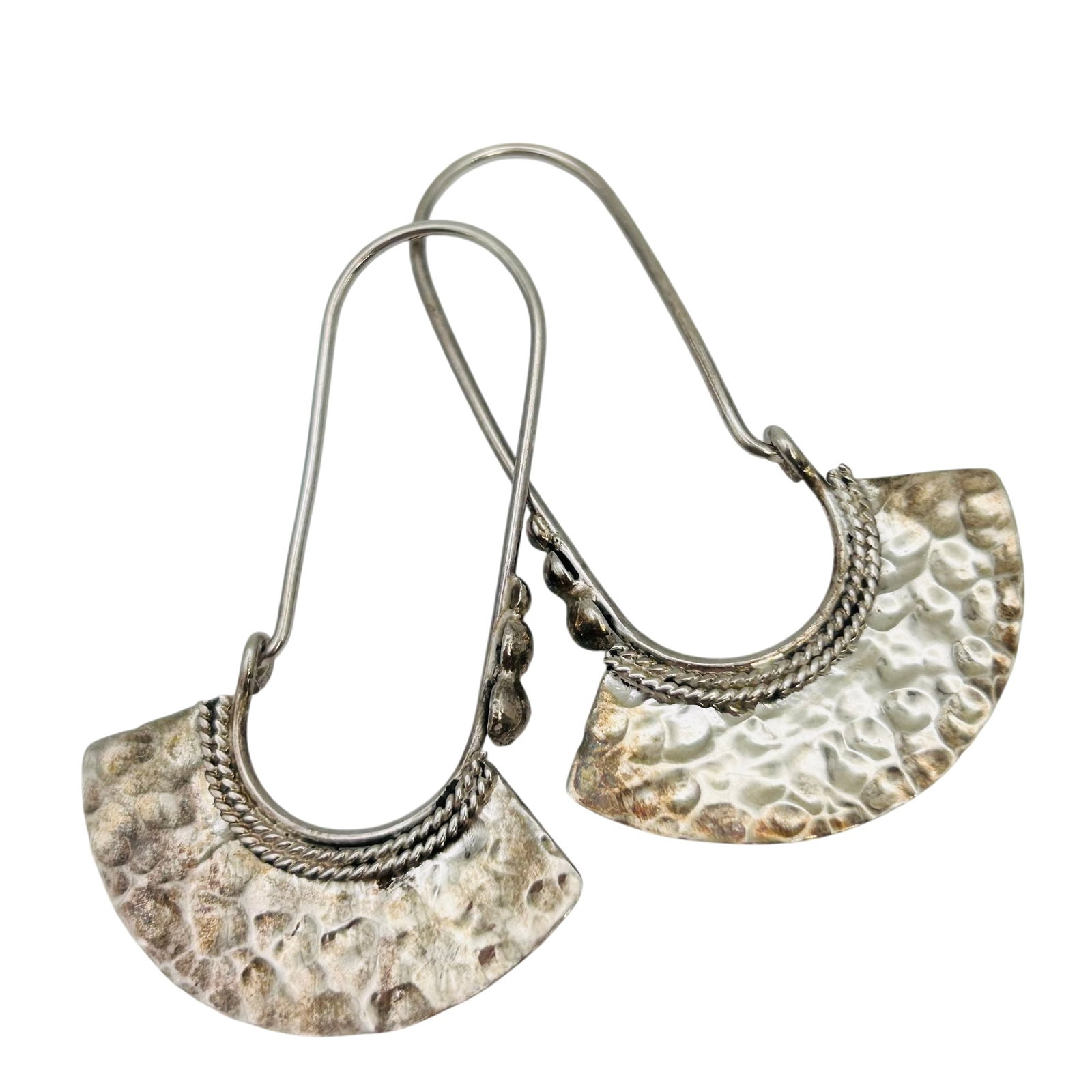 Mexico Sterling Hammered Earrings (1 of 7)