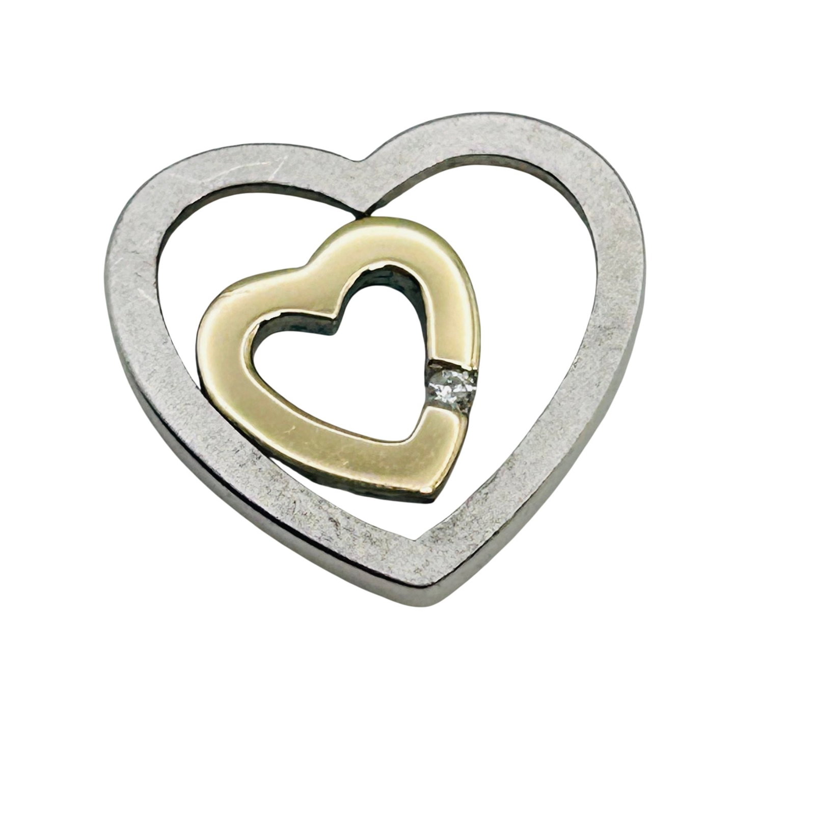 Sterling And 14k Diamond Heart Pendant (1 of 5)