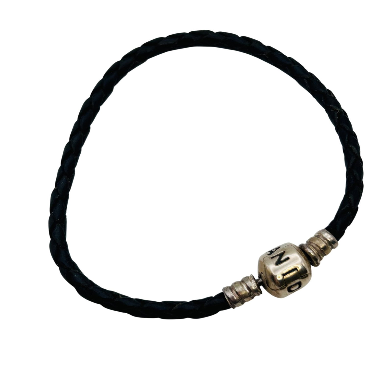 Pandora Sterling Leather Braided Bracelet (1 of 4)
