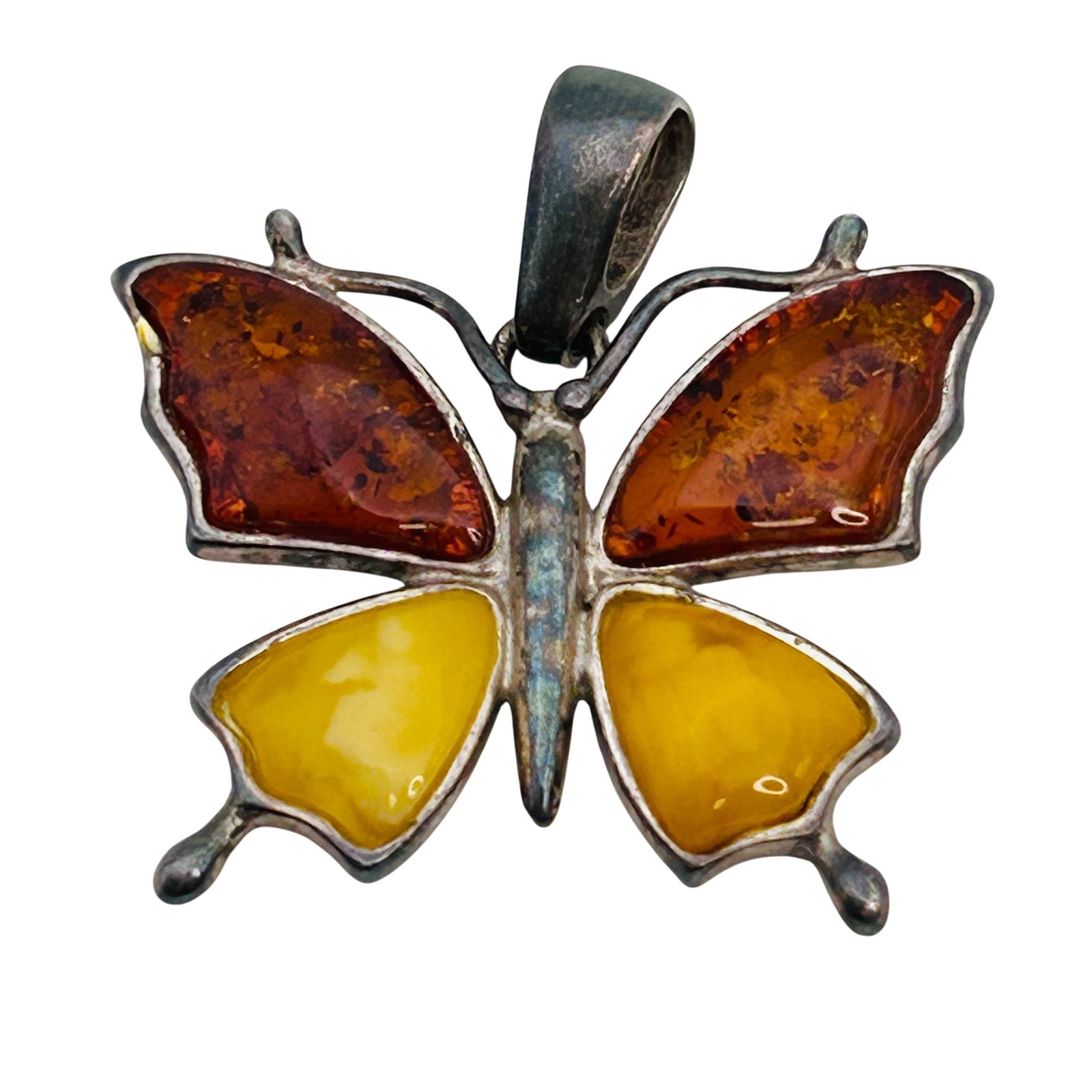 Sterling Amber Butterfly Pendant: Sterling Amber Butterfly Pendant | 5.5g