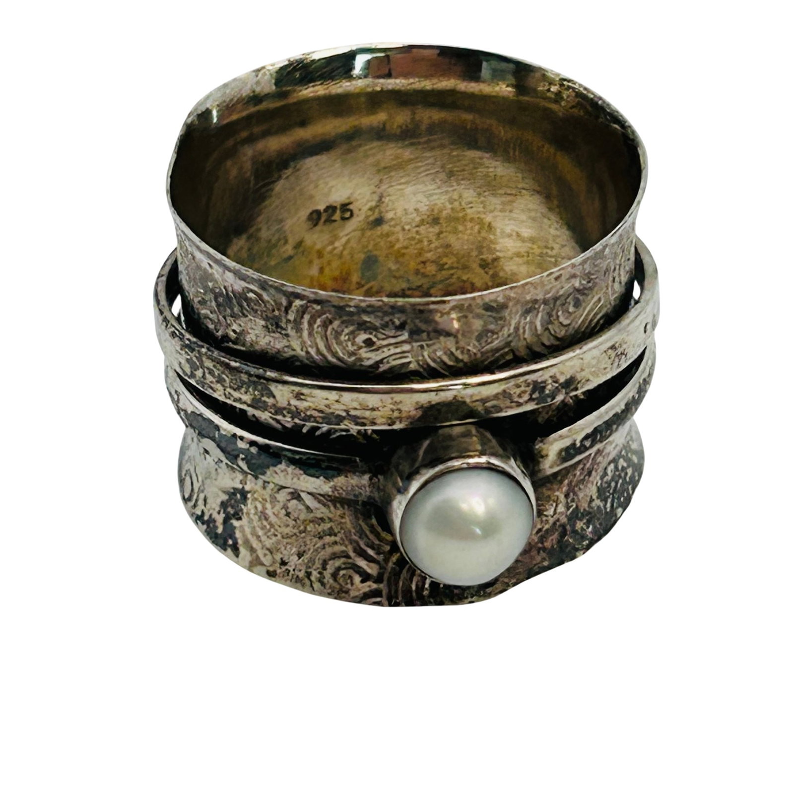 Sterling Pendant Wide Band Ring Sz 6 (1 of 7)