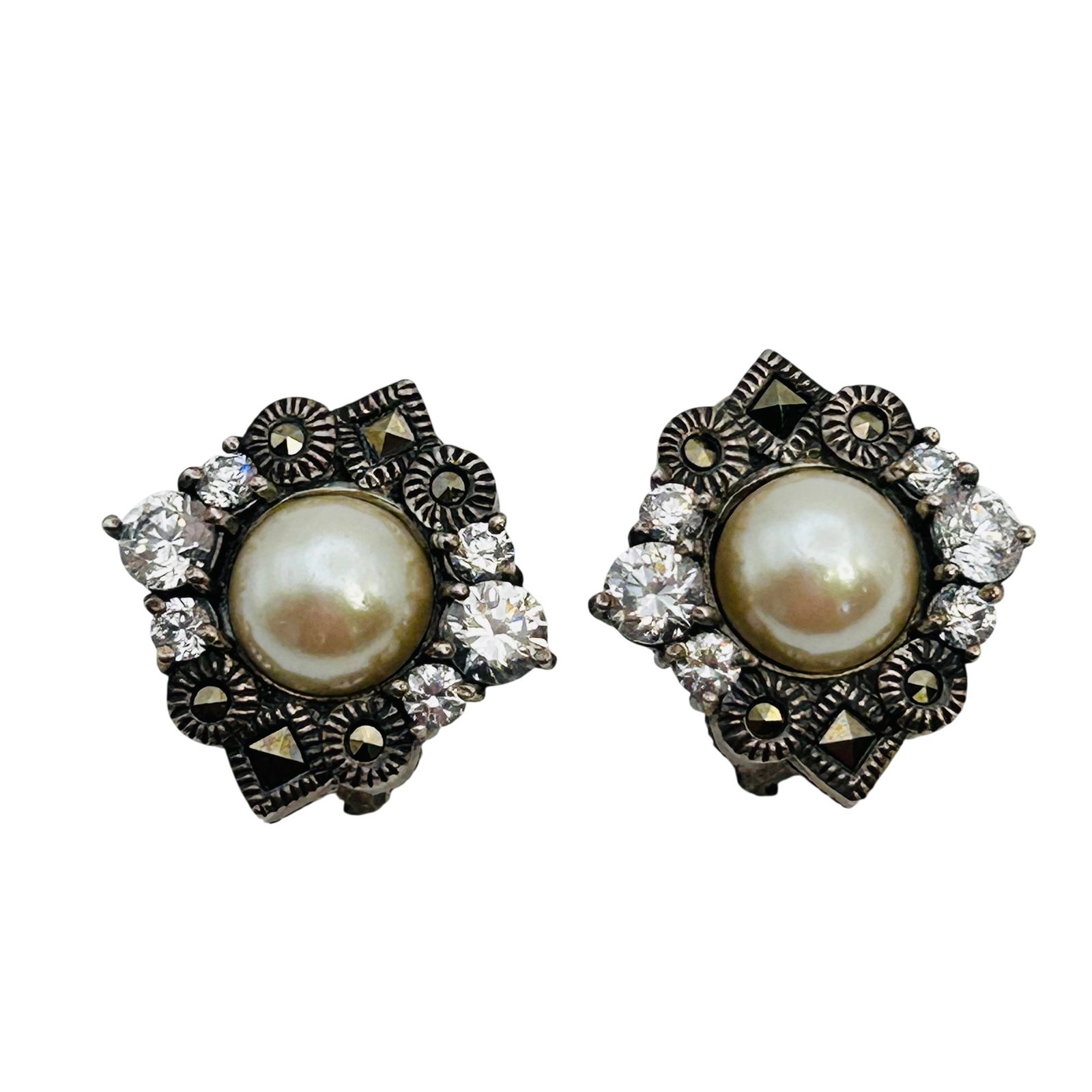 Judith Jack Sterling Earrings: Judith Jack Sterling Marcasite Earrings |10.4g | Rhinestone and marcasite