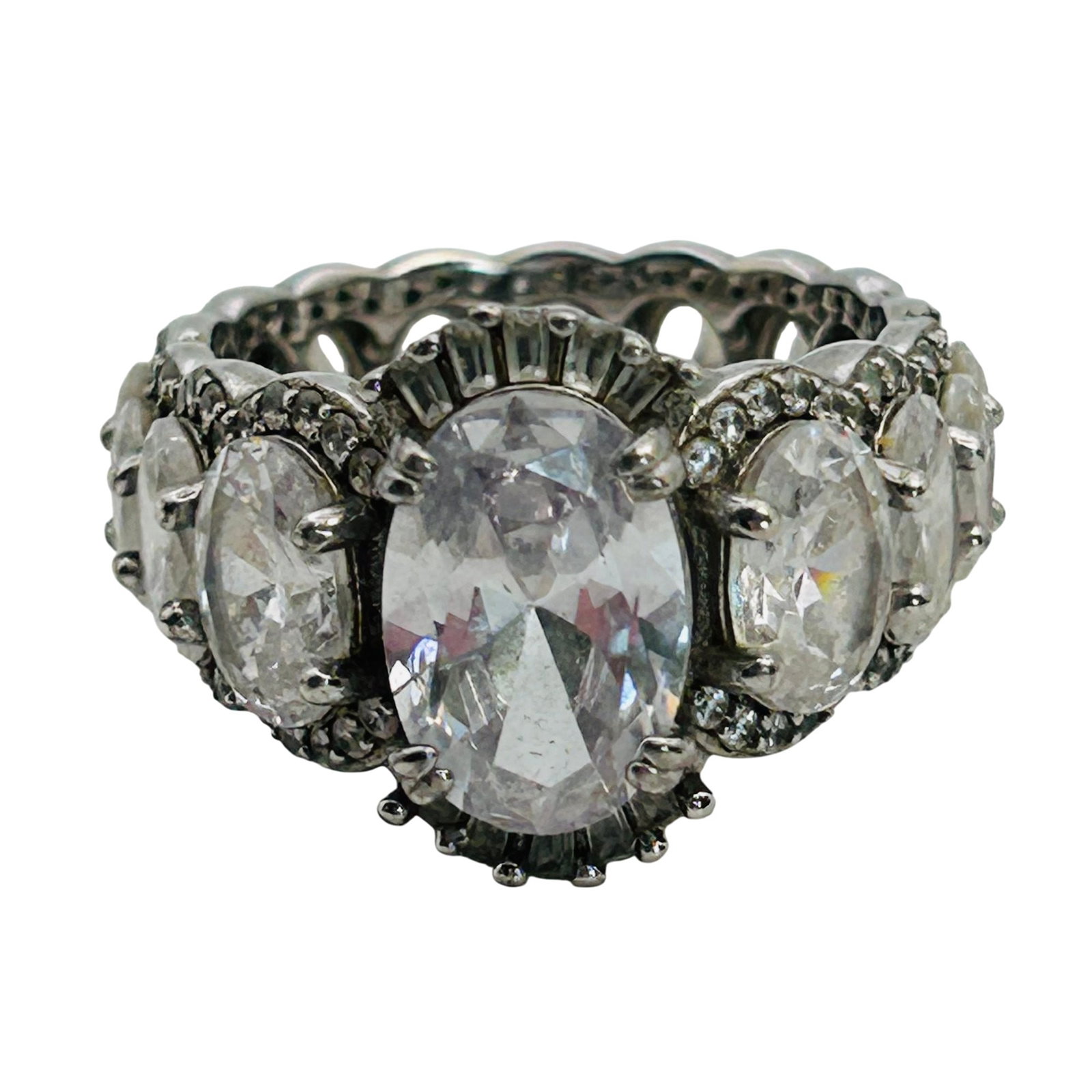 Sterling Rhinestone Ring Sz 9 (1 of 6)
