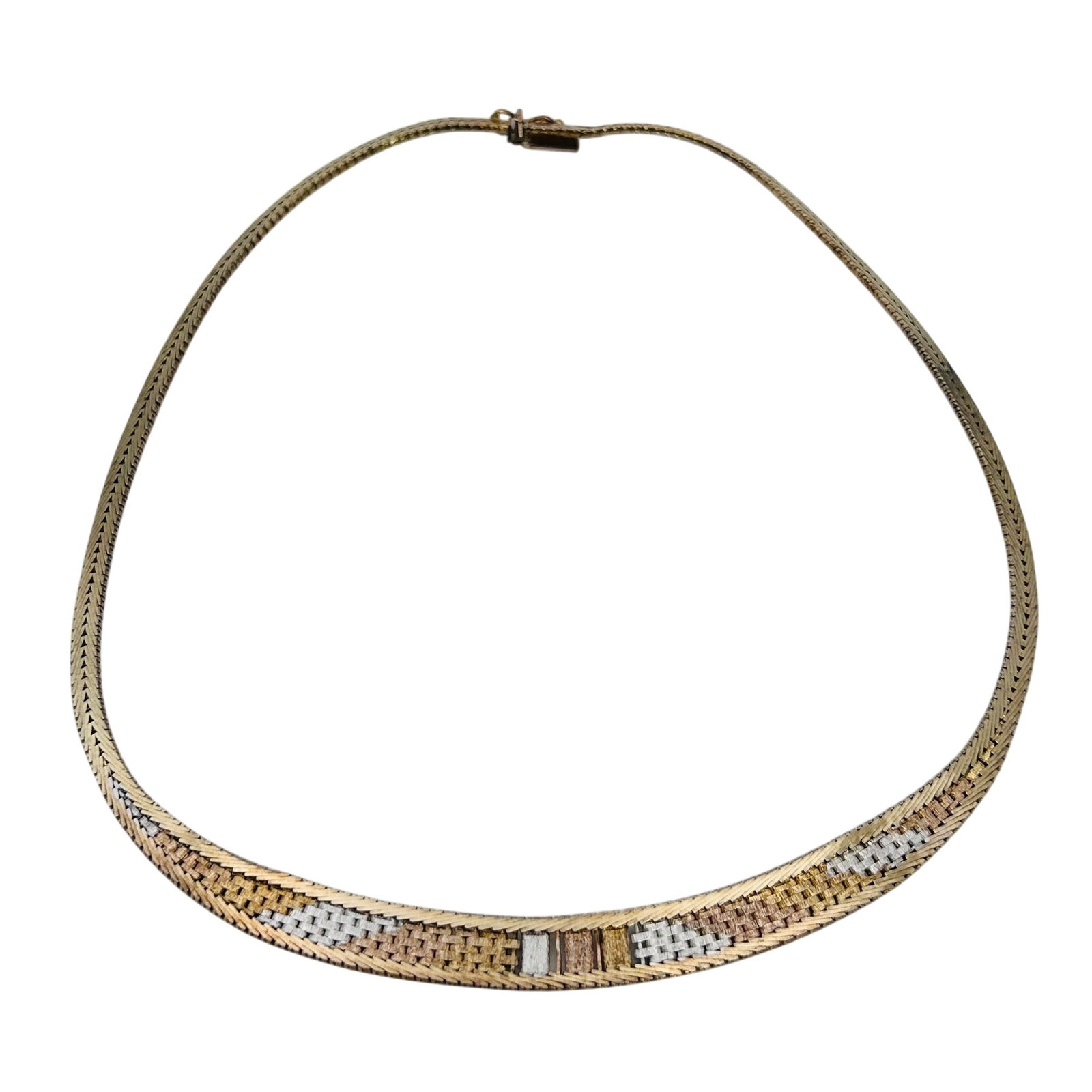 Italy Sterling And 14k Omega Chain Necklace: Italy Sterling And 14k Omega Chain Necklace | 21g