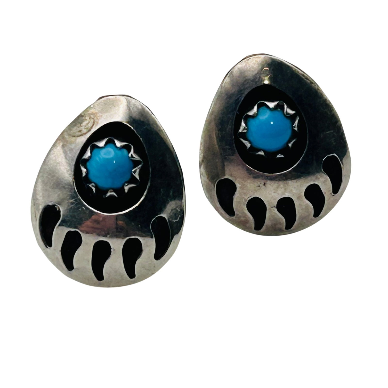 Southwest Sterling Bear Claw Earrings (1 of 4)