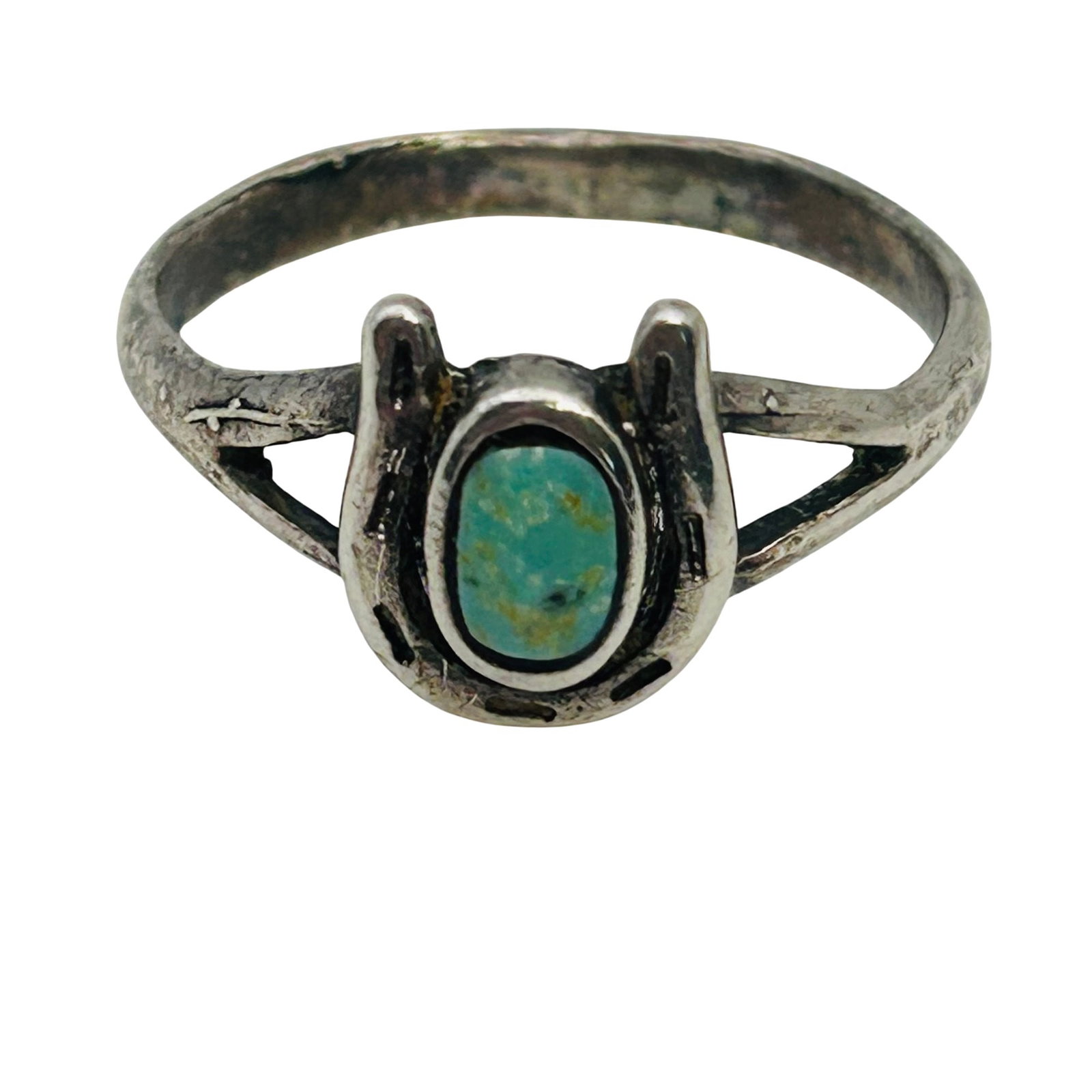 Navajo Sterling Horseshoe Turquoise Ring Sz 6.5: Navajo Sterling Horseshoe Turquoise Ring Sz 6.5 | 2.3g