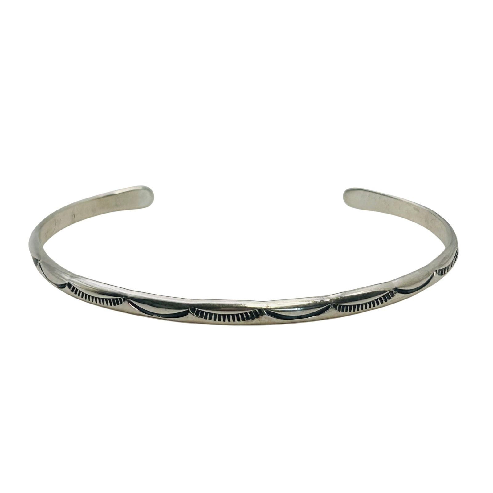 Signed Navajo Sterling Cuff Bracelet (1 of 7)